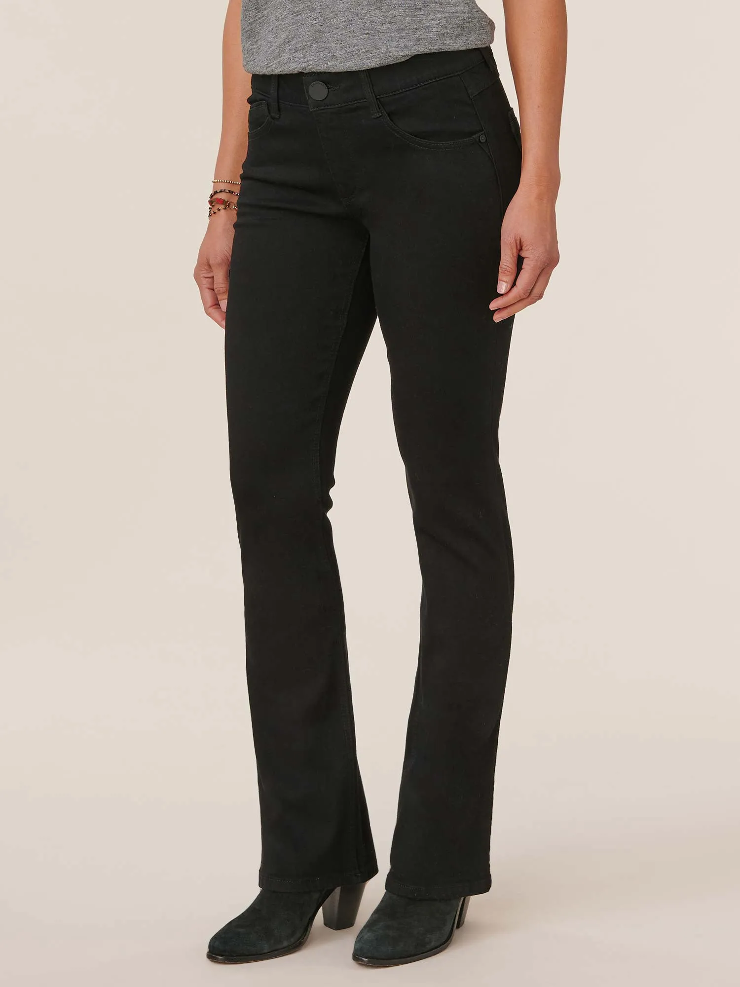34" Inseam "Ab"solution® Itty Bitty Bootcut Black Denim Tall Jeans
