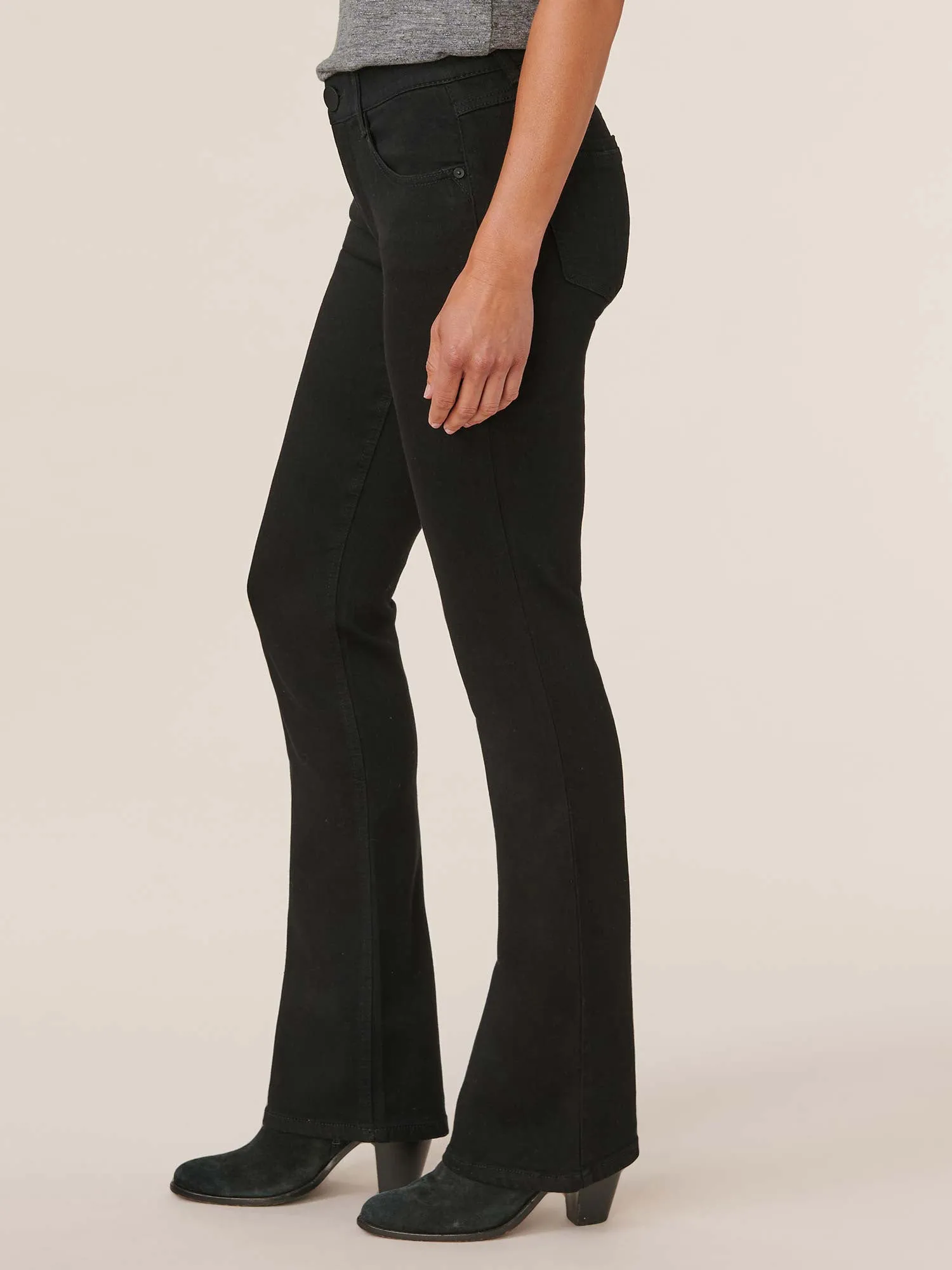 34" Inseam "Ab"solution® Itty Bitty Bootcut Black Denim Tall Jeans