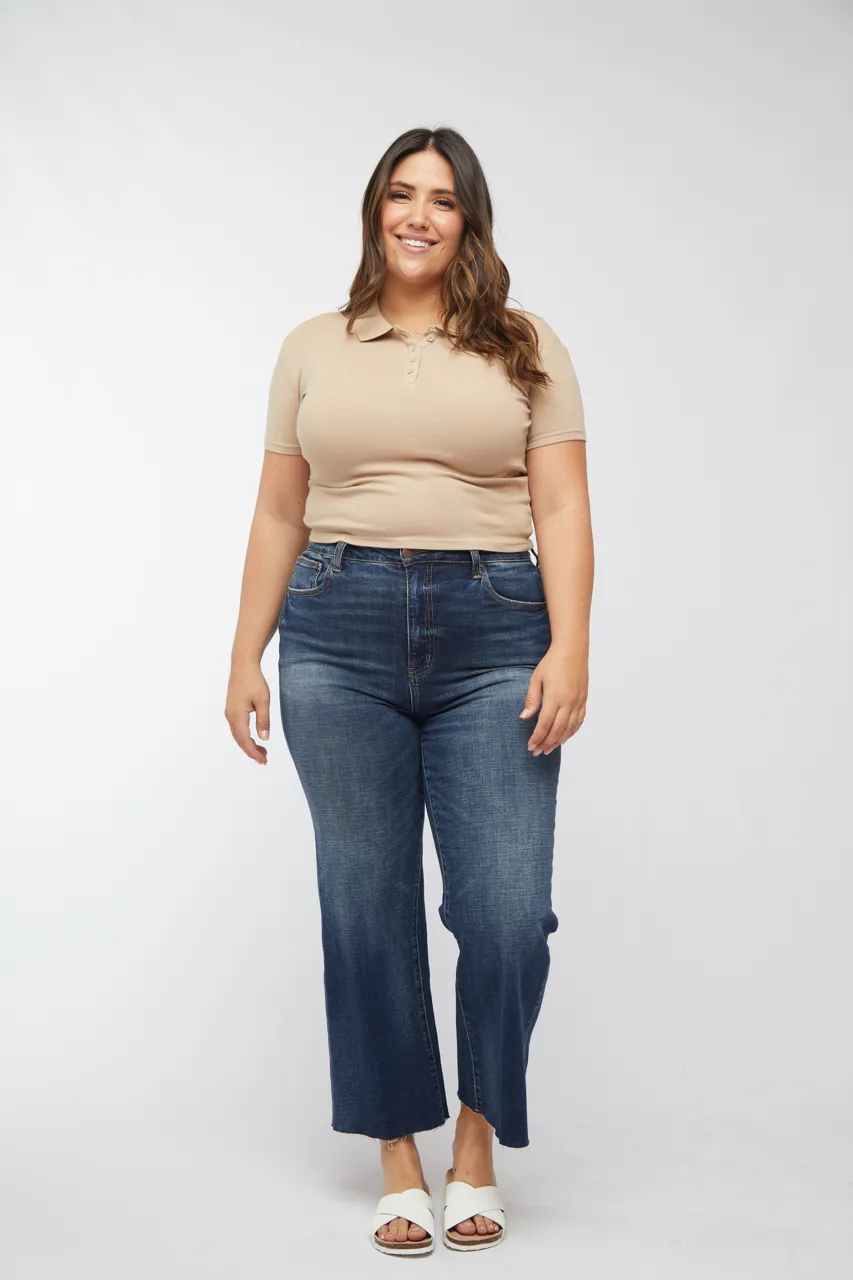 Aberdeen High Rise Wide Leg Crop Dark Aged Vintage