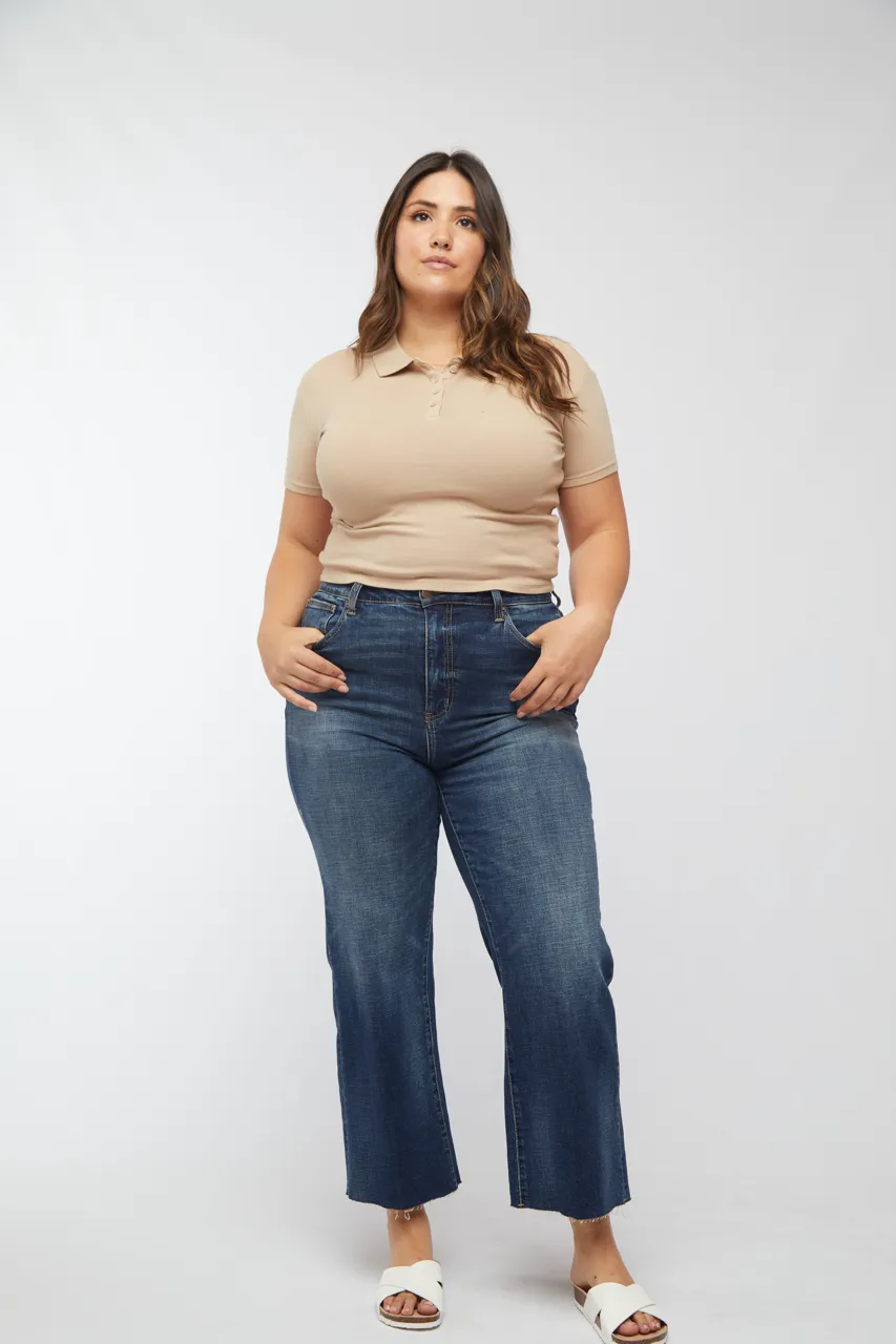 Aberdeen High Rise Wide Leg Crop Dark Aged Vintage