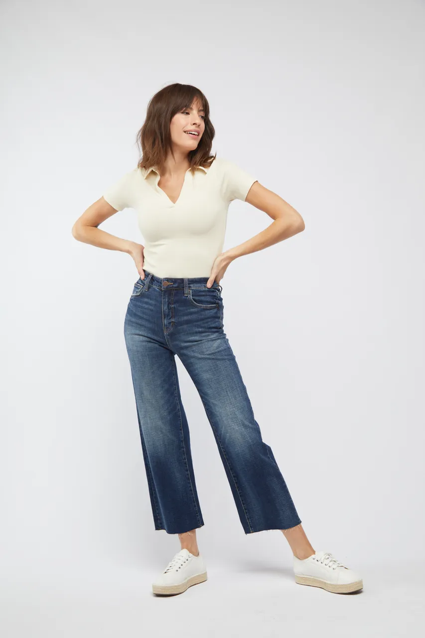 Aberdeen High Rise Wide Leg Crop Dark Aged Vintage