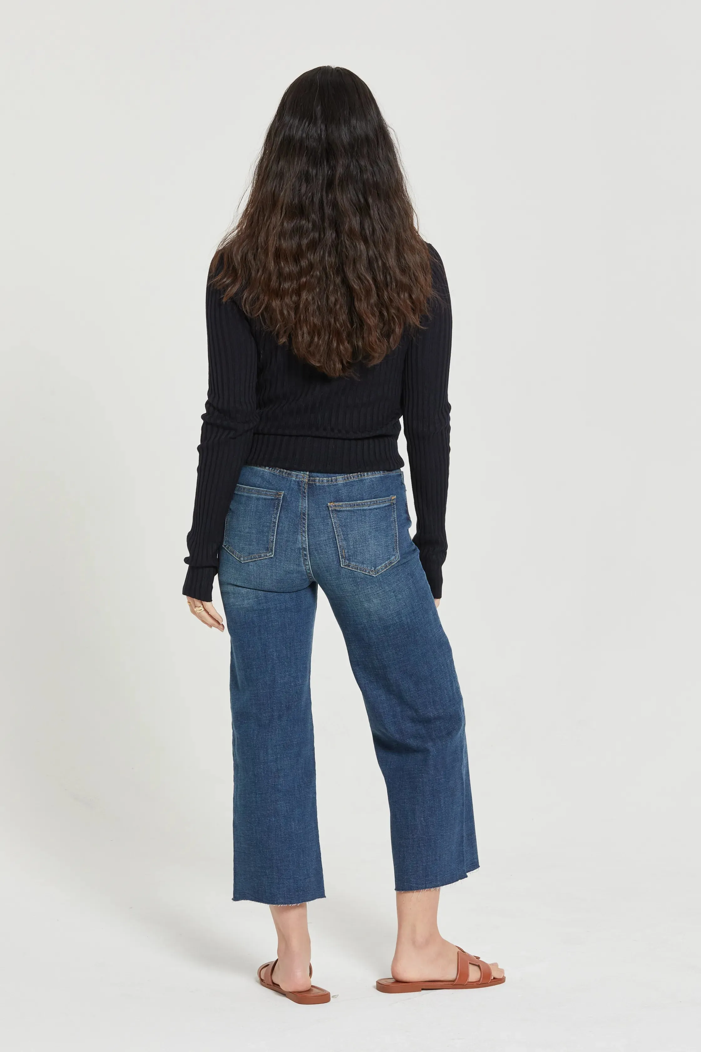 Aberdeen High Rise Wide Leg Crop Dark Aged Vintage
