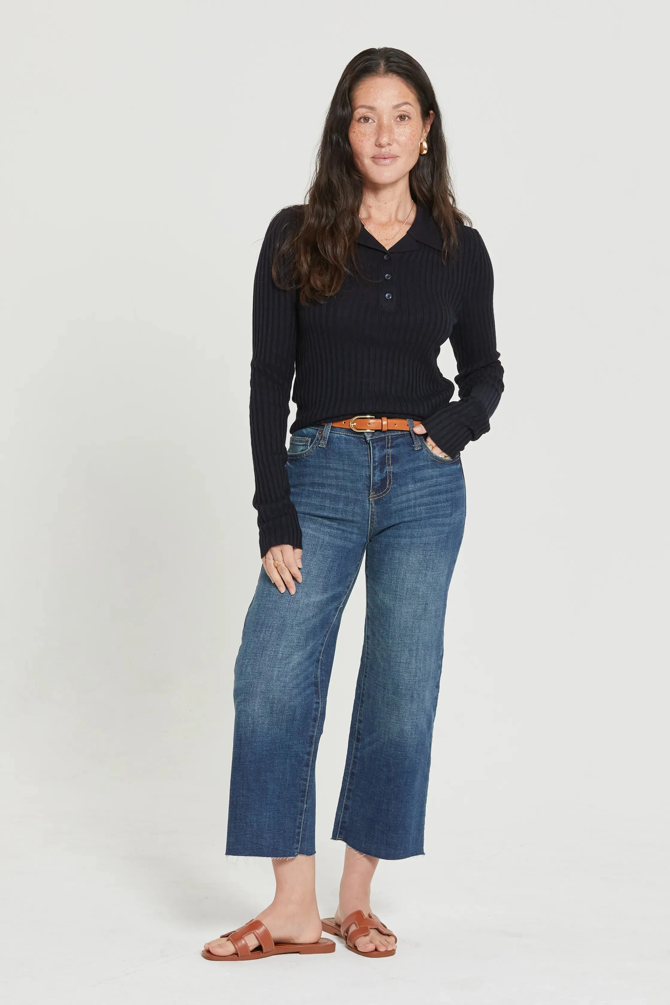 Aberdeen High Rise Wide Leg Crop Dark Aged Vintage