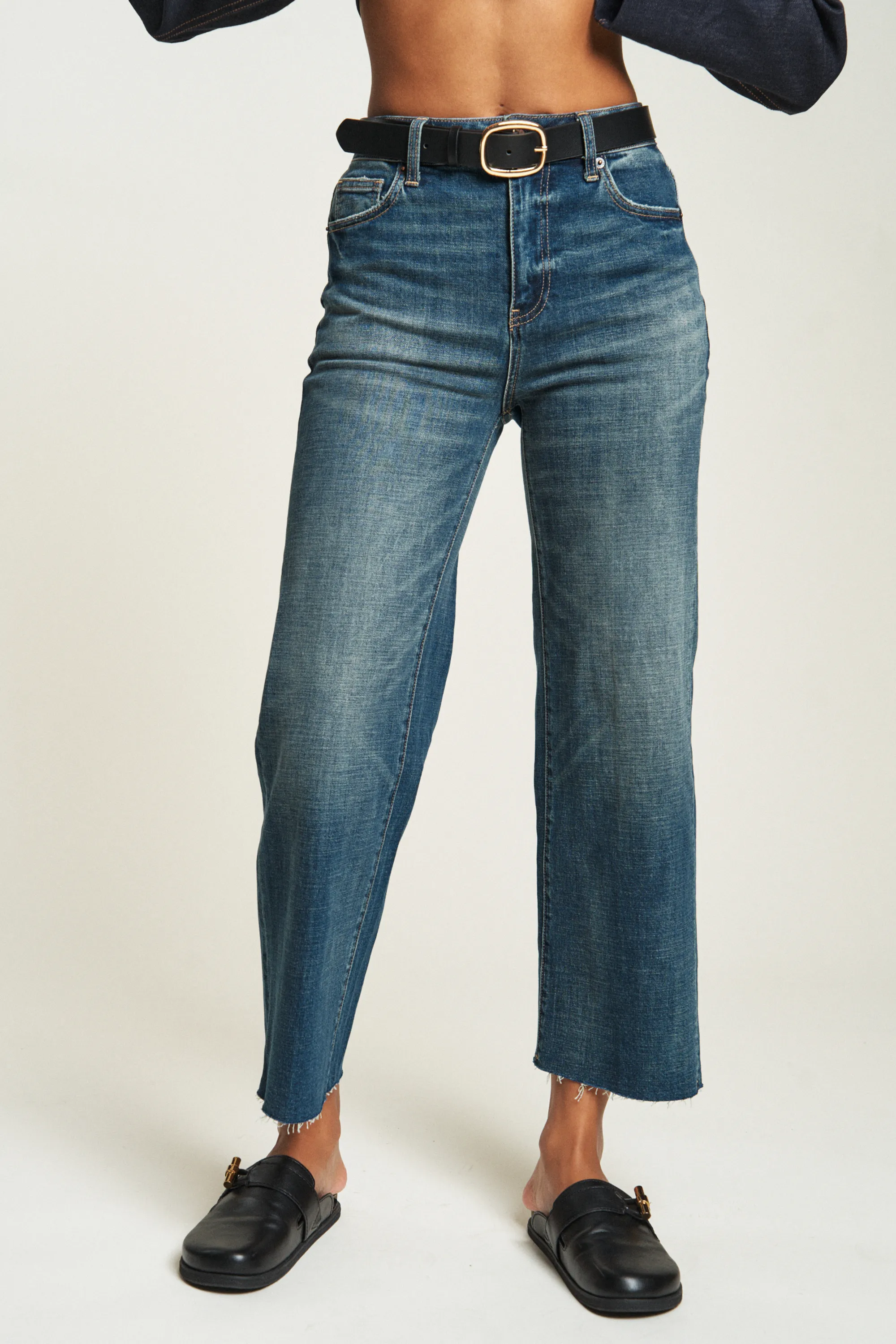 Aberdeen High Rise Wide Leg Crop Dark Aged Vintage