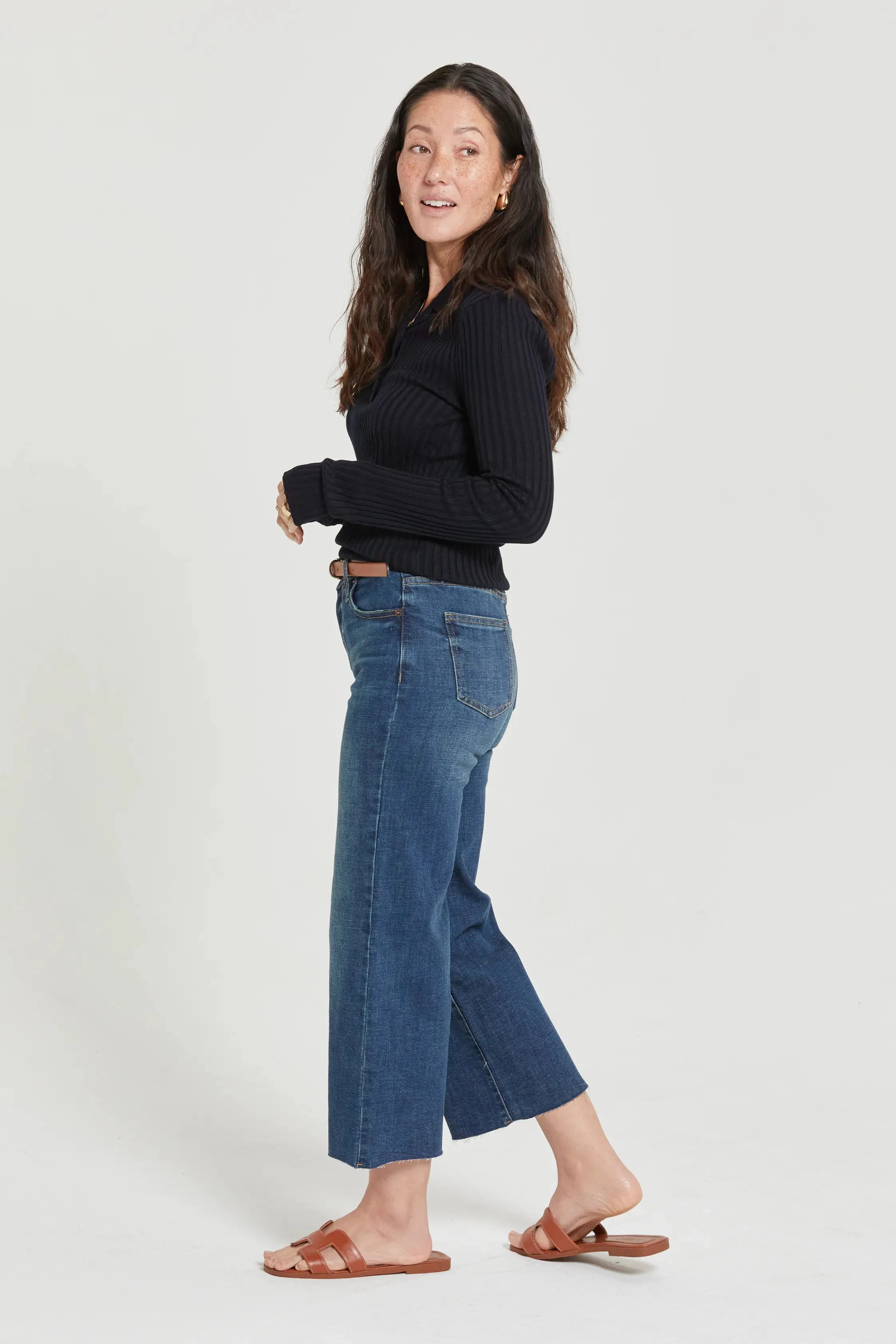 Aberdeen High Rise Wide Leg Crop Dark Aged Vintage