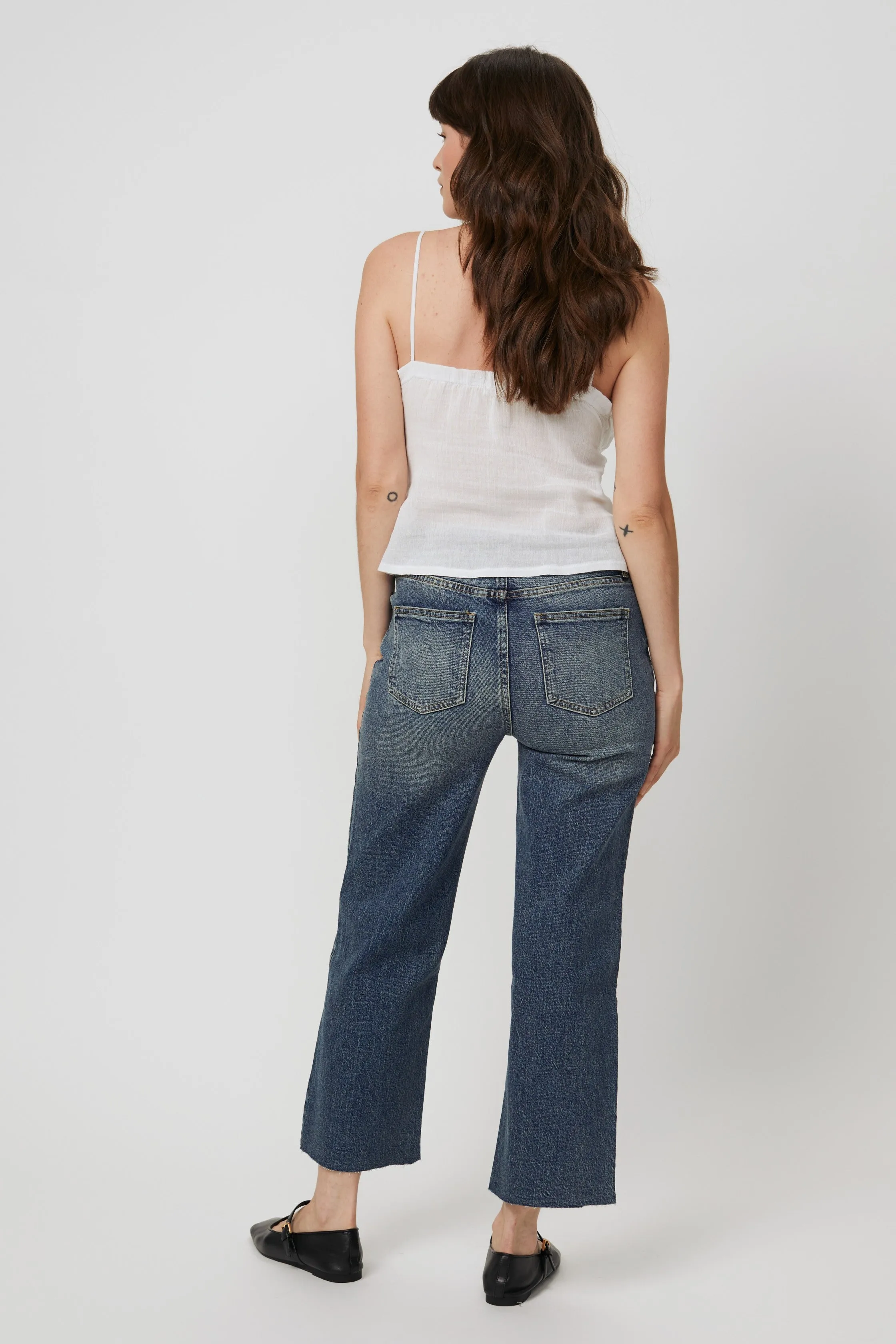 Aberdeen High Rise Wide Leg Crop Dark Tint Worn