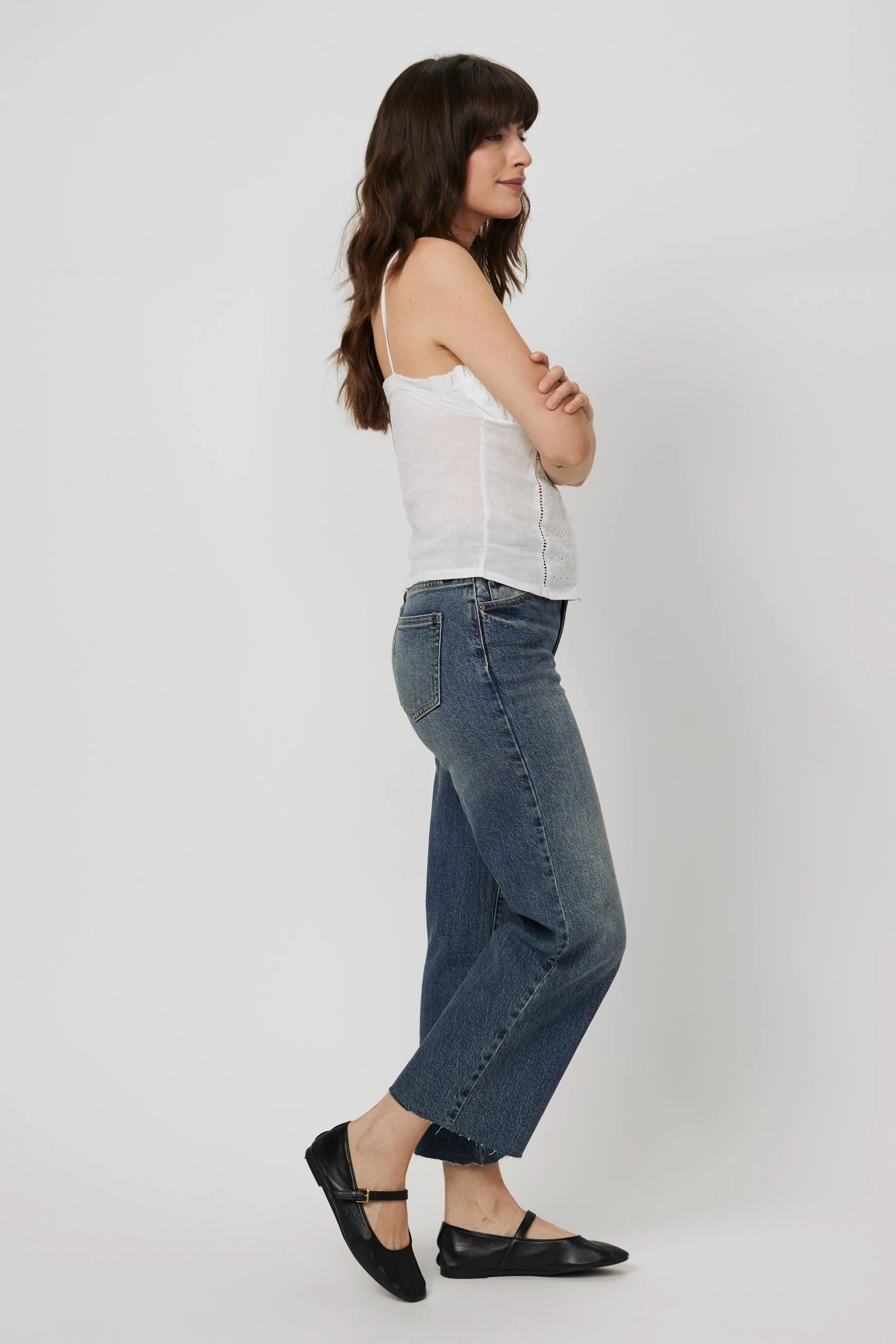Aberdeen High Rise Wide Leg Crop Dark Tint Worn
