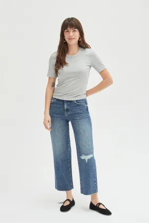 Aberdeen High Rise Wide Leg Crop Medium Indigo Worn