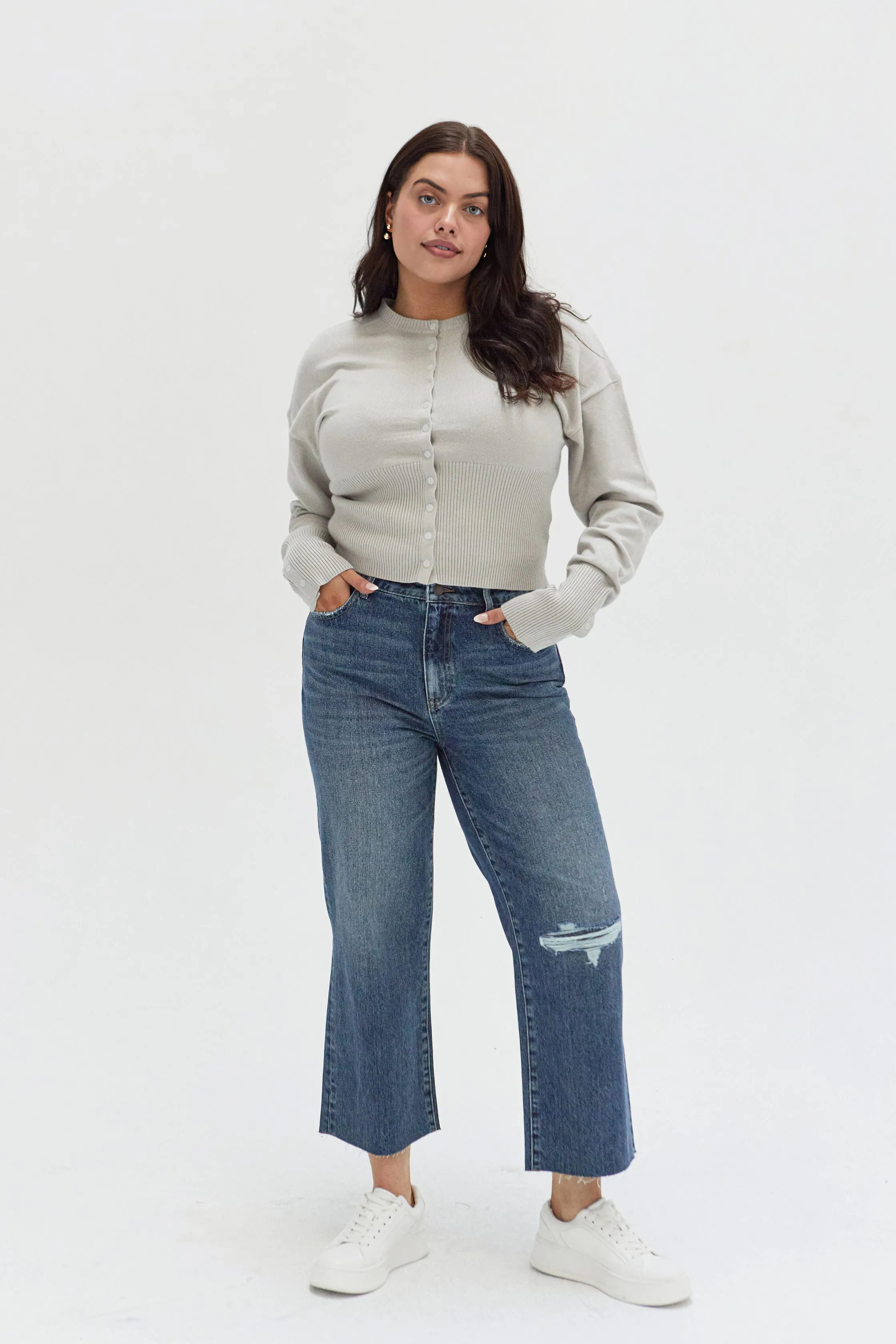 Aberdeen High Rise Wide Leg Crop Medium Indigo Worn
