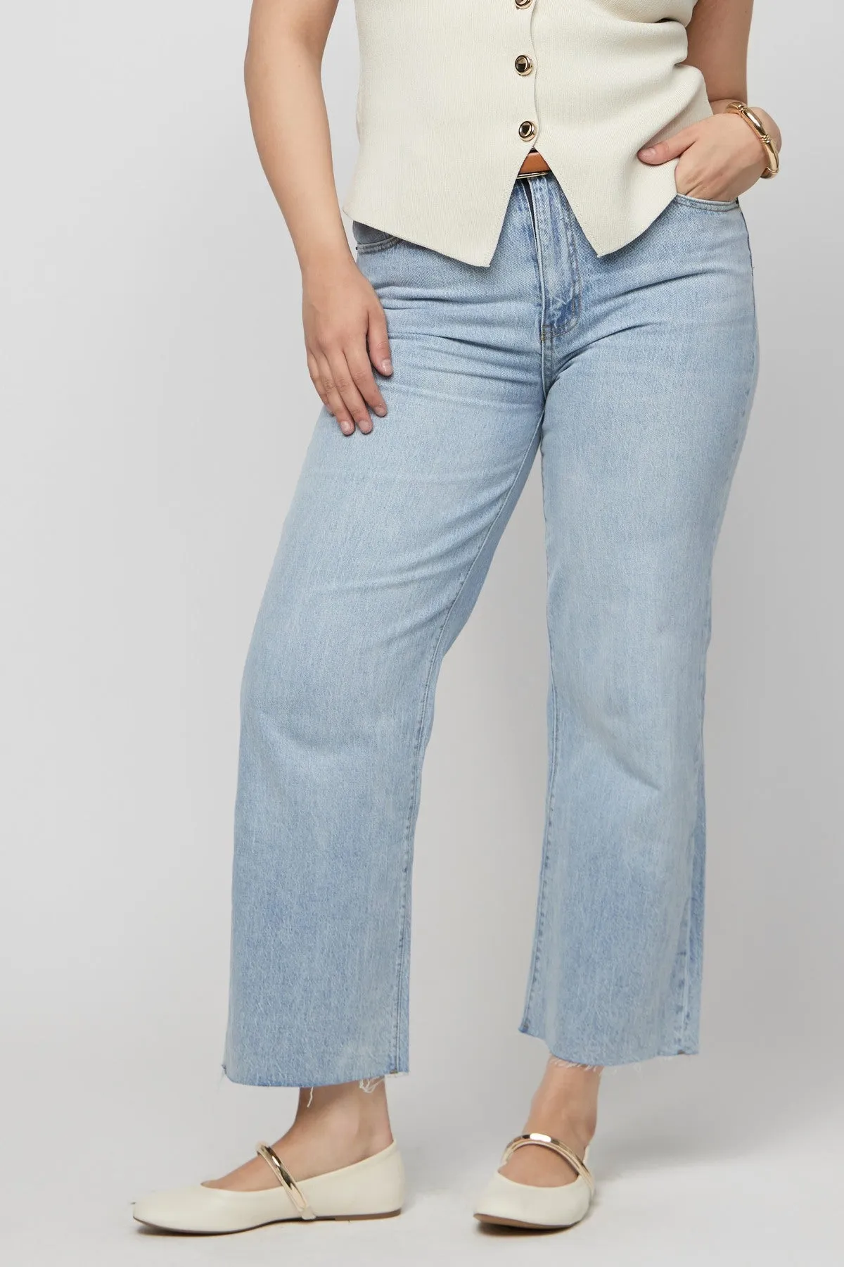 Aberdeen High Rise Wide Leg Light Indigo Worn