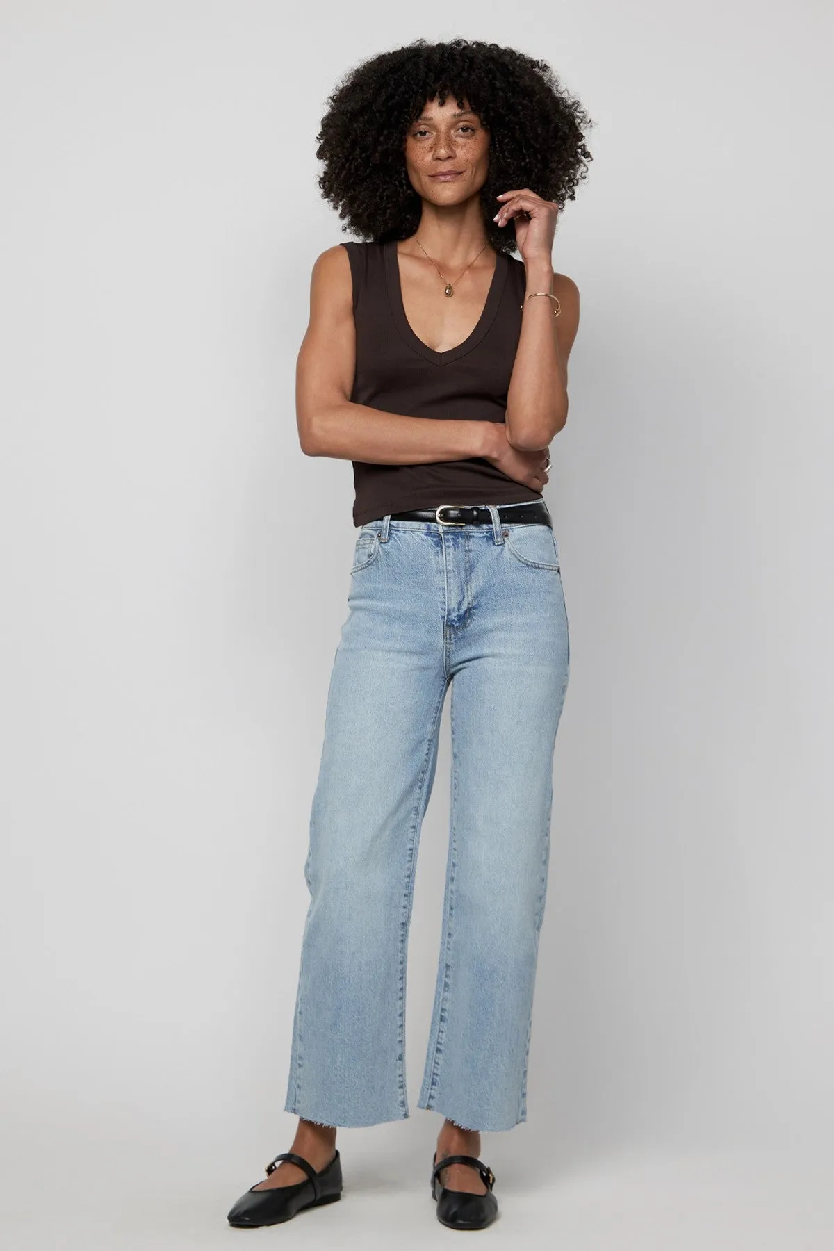 Aberdeen High Rise Wide Leg Light Indigo Worn