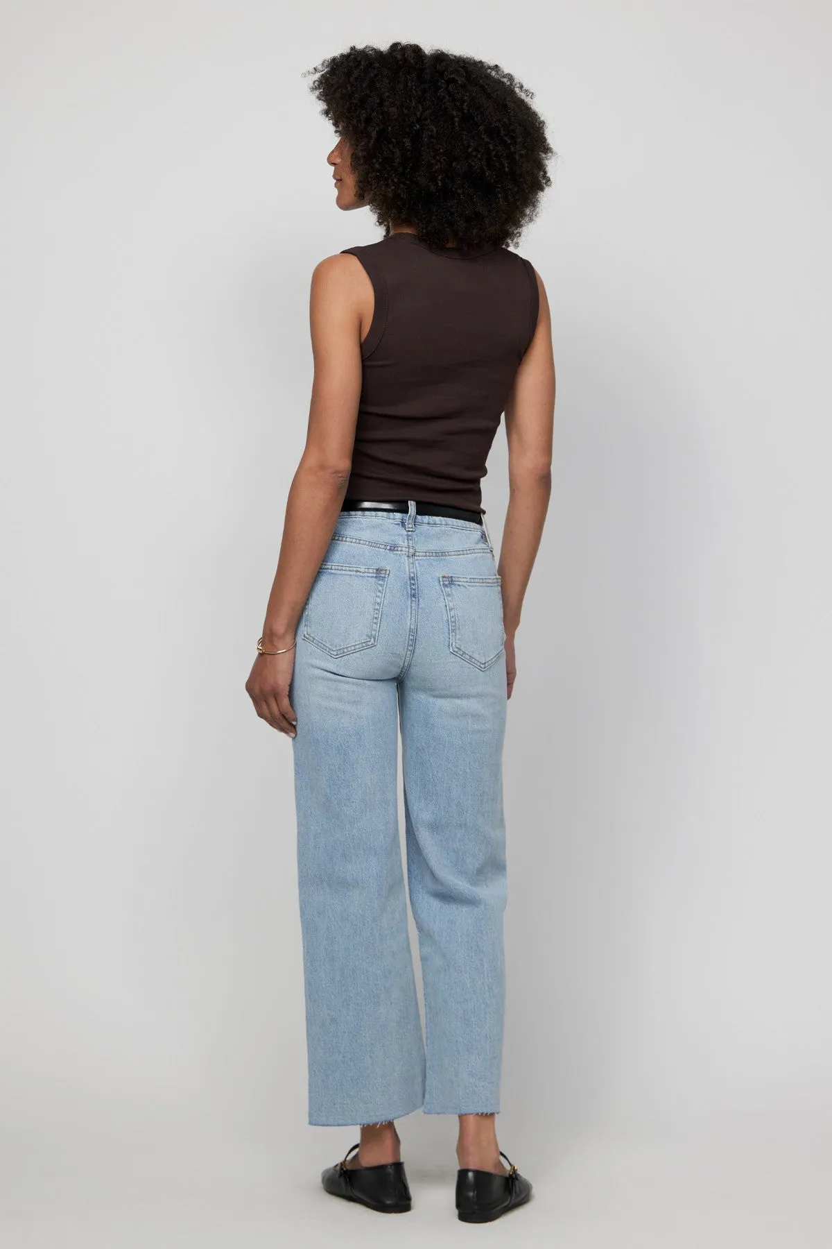 Aberdeen High Rise Wide Leg Light Indigo Worn