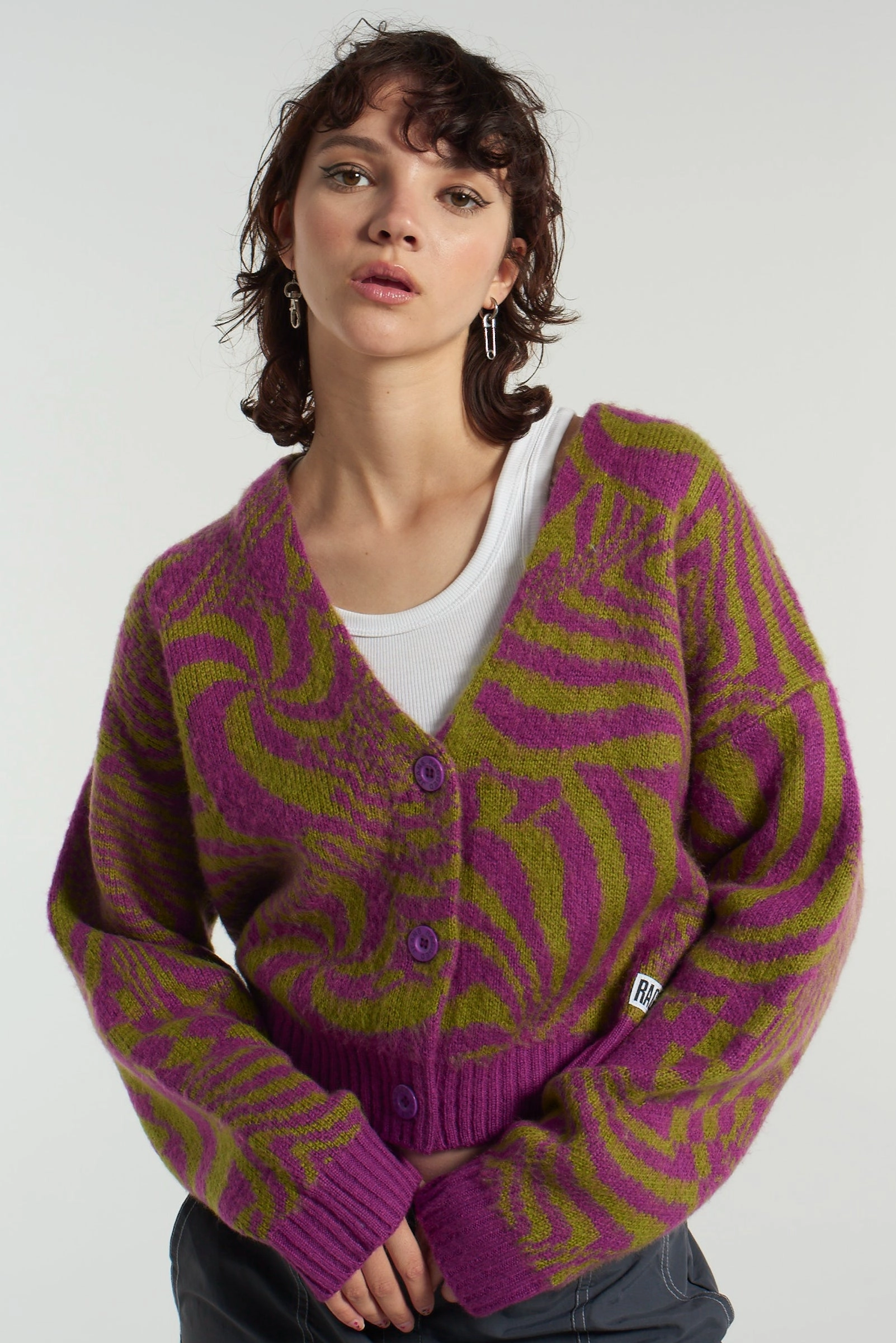 Abstract Trippy Print Cardigan