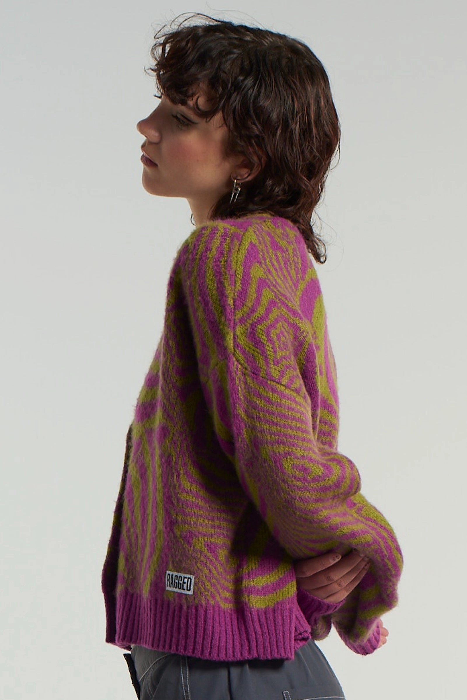 Abstract Trippy Print Cardigan