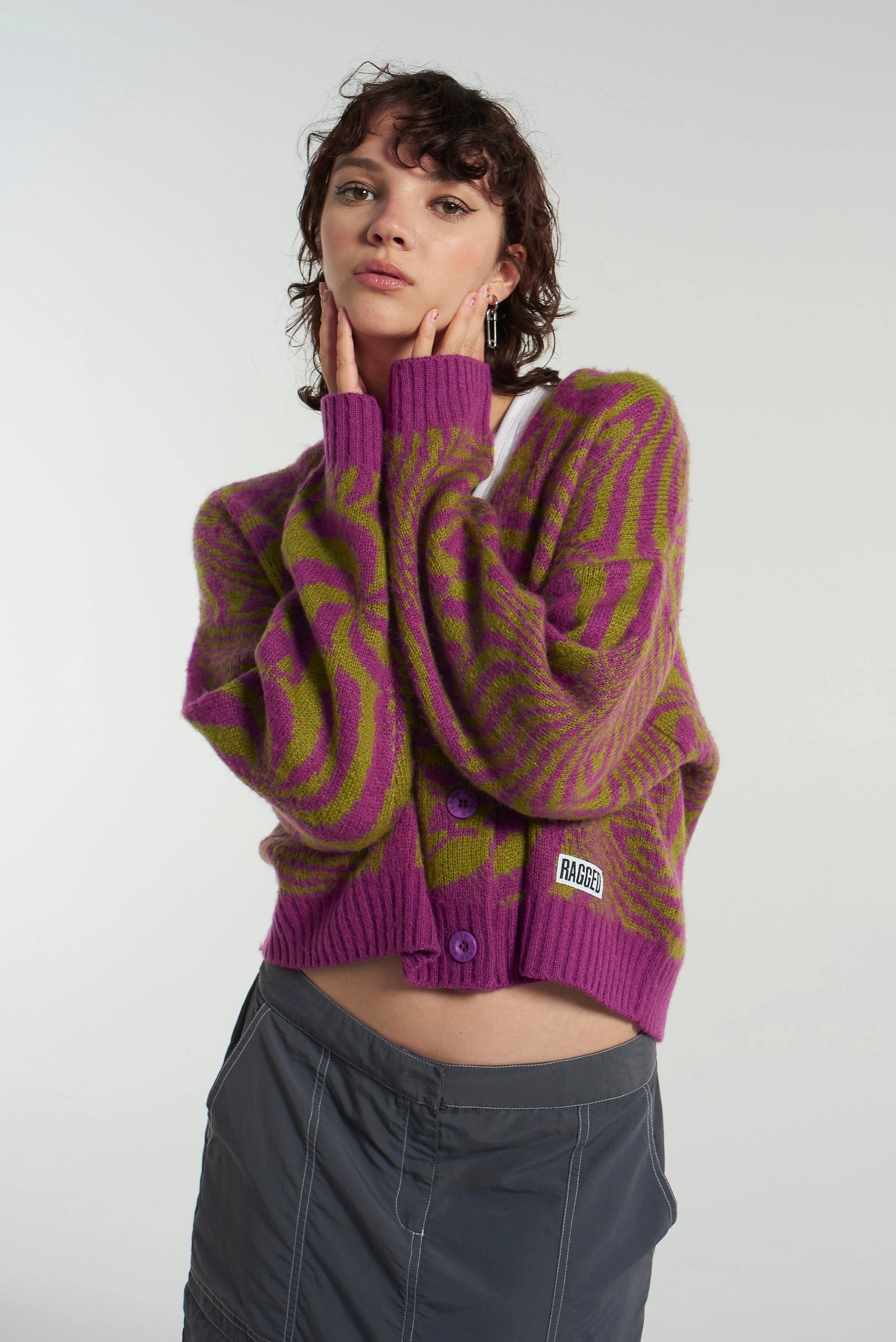 Abstract Trippy Print Cardigan