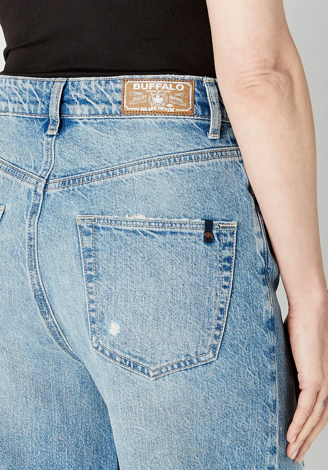 Alice Women's High Rise Super Wide Leg Jeans, Medium Blue - BL15823