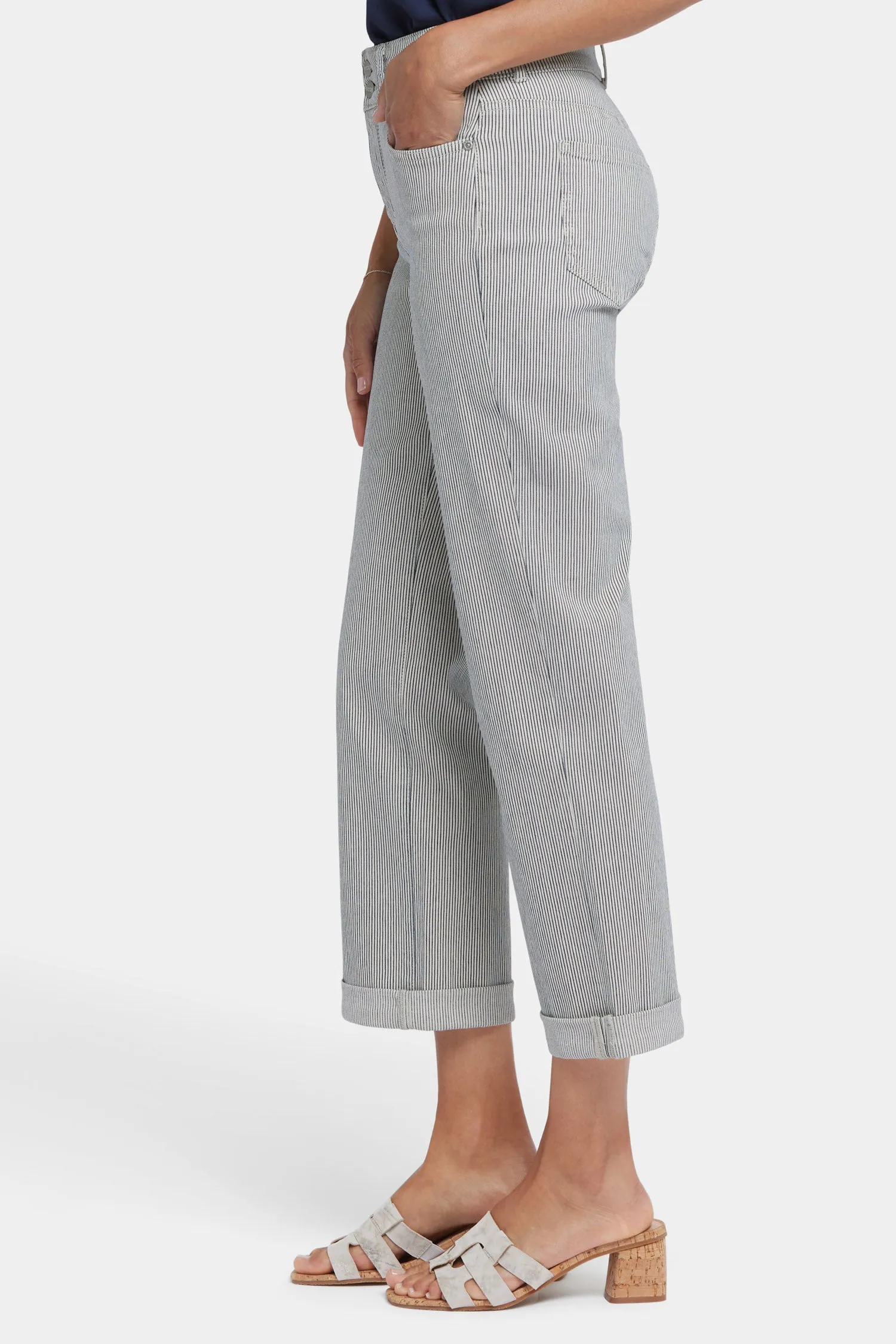 Bailey Relaxed Straight Crop Jeans - Luarca Stripe