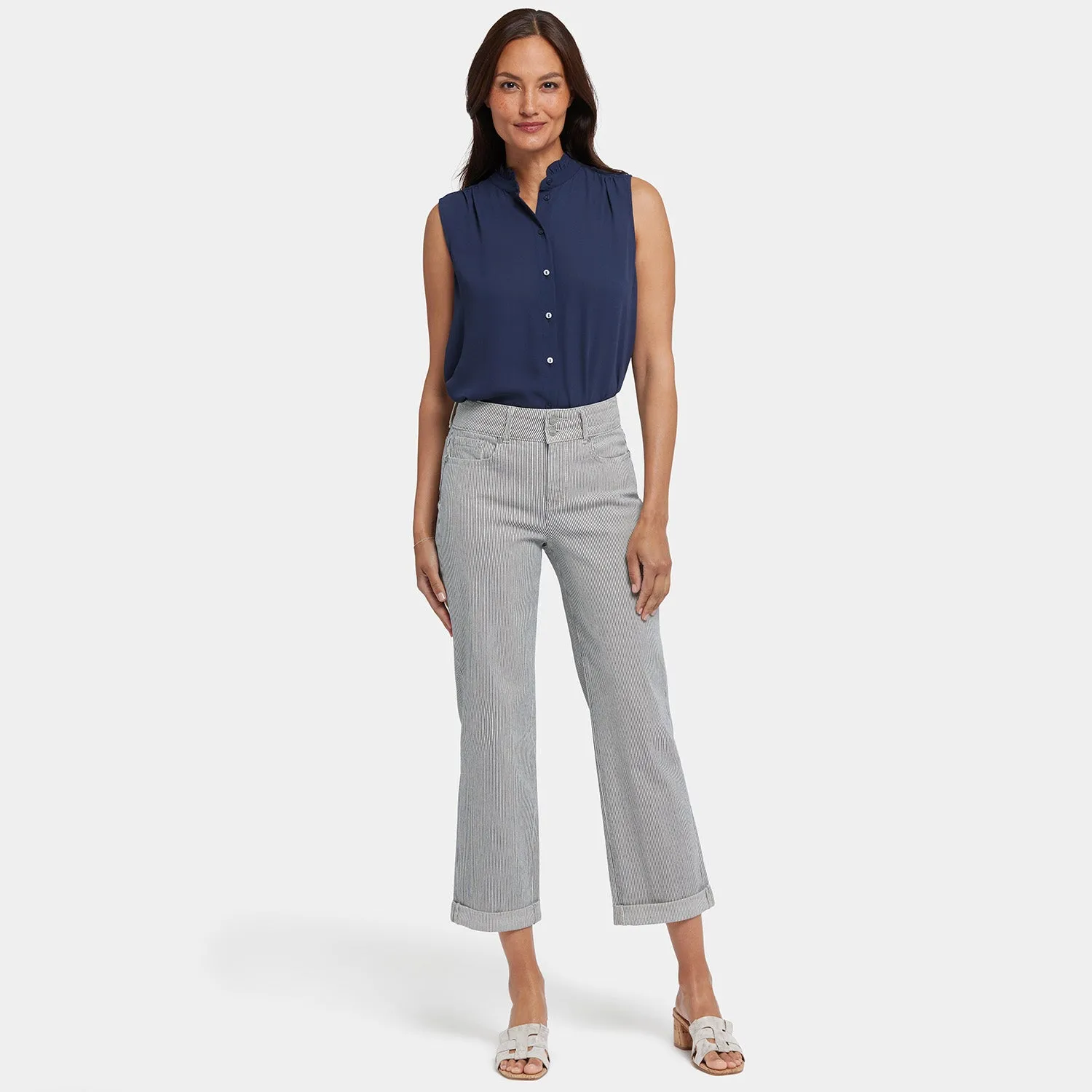 Bailey Relaxed Straight Crop Jeans - Luarca Stripe