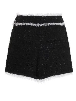 Balmain Tweed Botton-Detailed High Waist Shorts