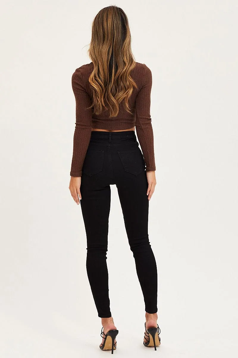 Black Skinny Denim Jeans High Rise