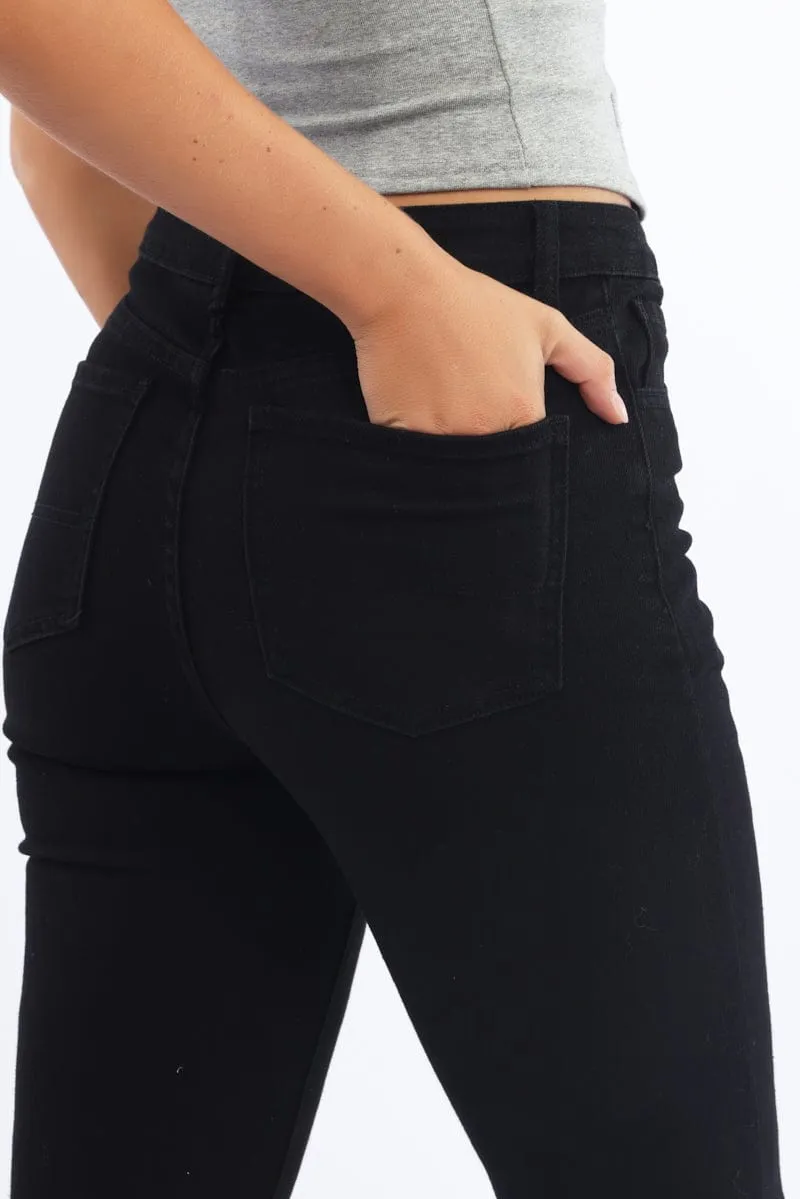 Black Straight Denim Jeans