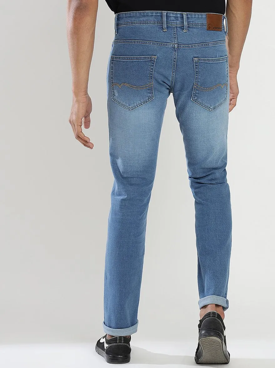 Blue Washed Narrow Fit Jeans | Greenfibre