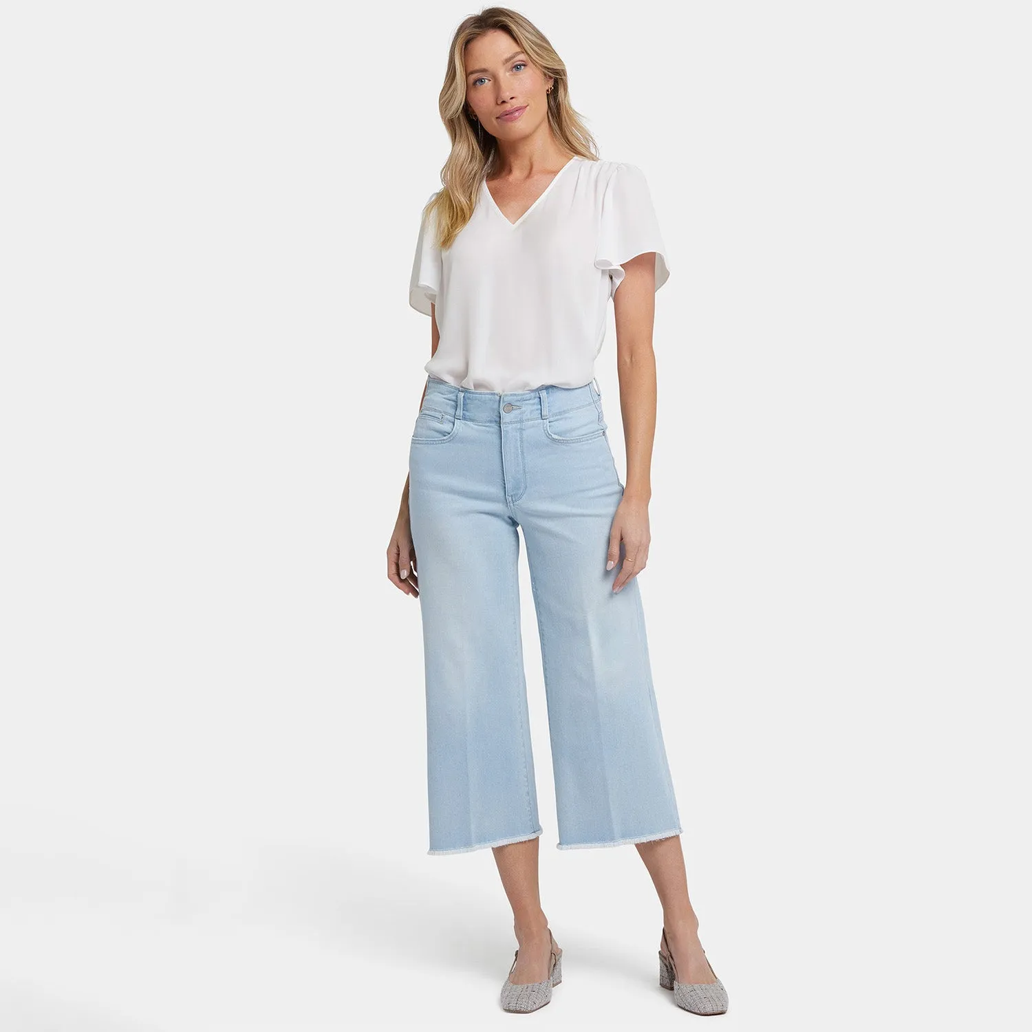 Brigitte Wide Leg Capri Jeans In Petite - Clear Waters