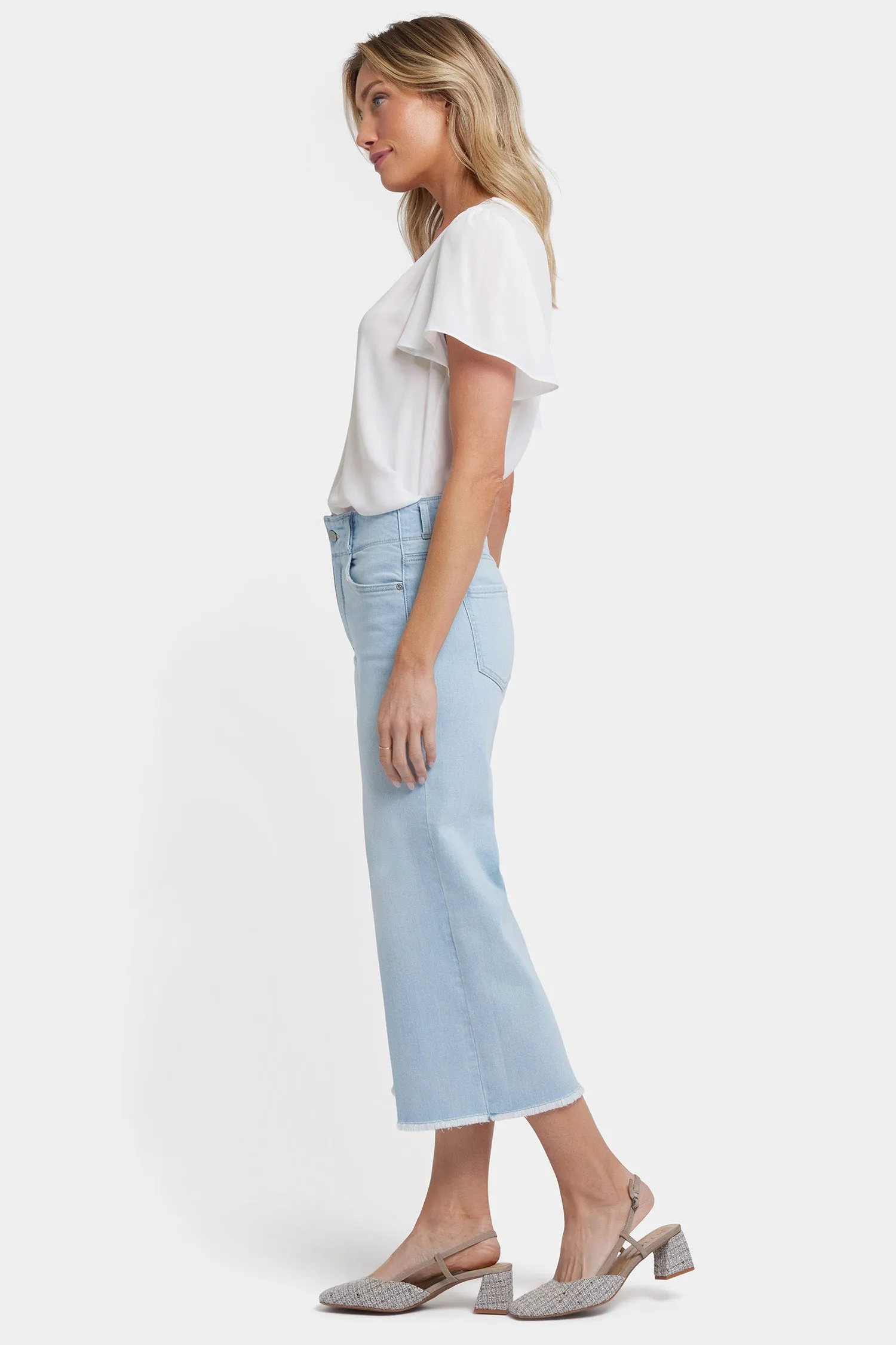 Brigitte Wide Leg Capri Jeans In Petite - Clear Waters