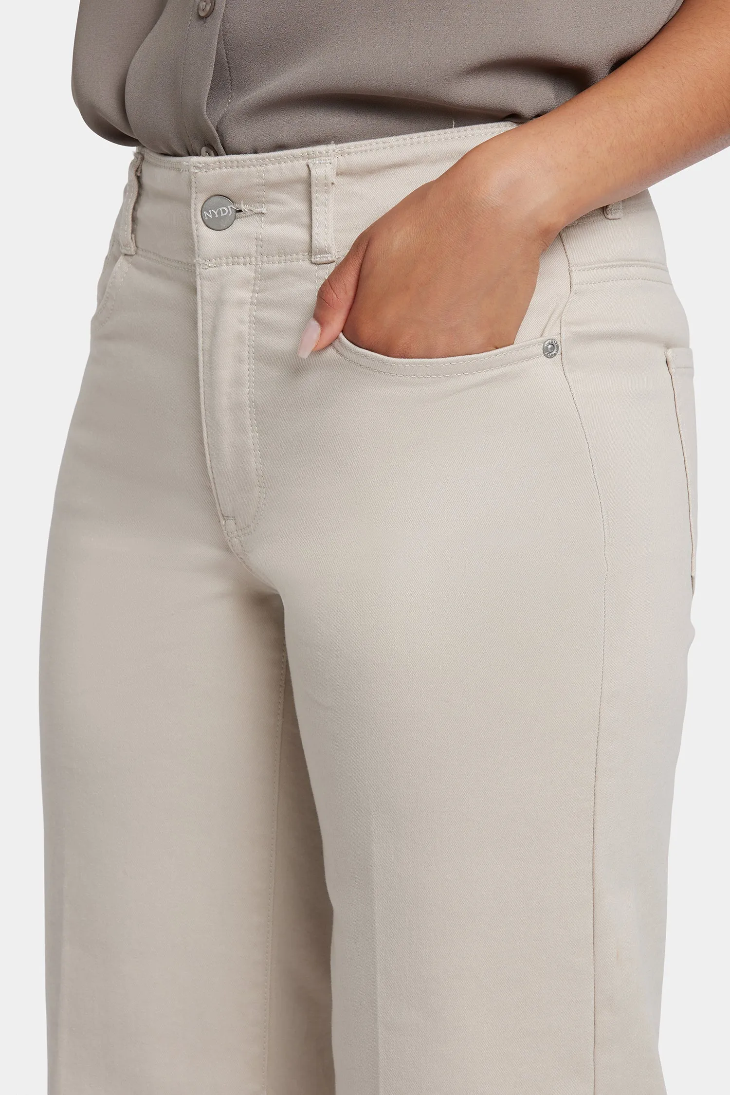 Brigitte Wide Leg Capri Jeans In Petite - Feather
