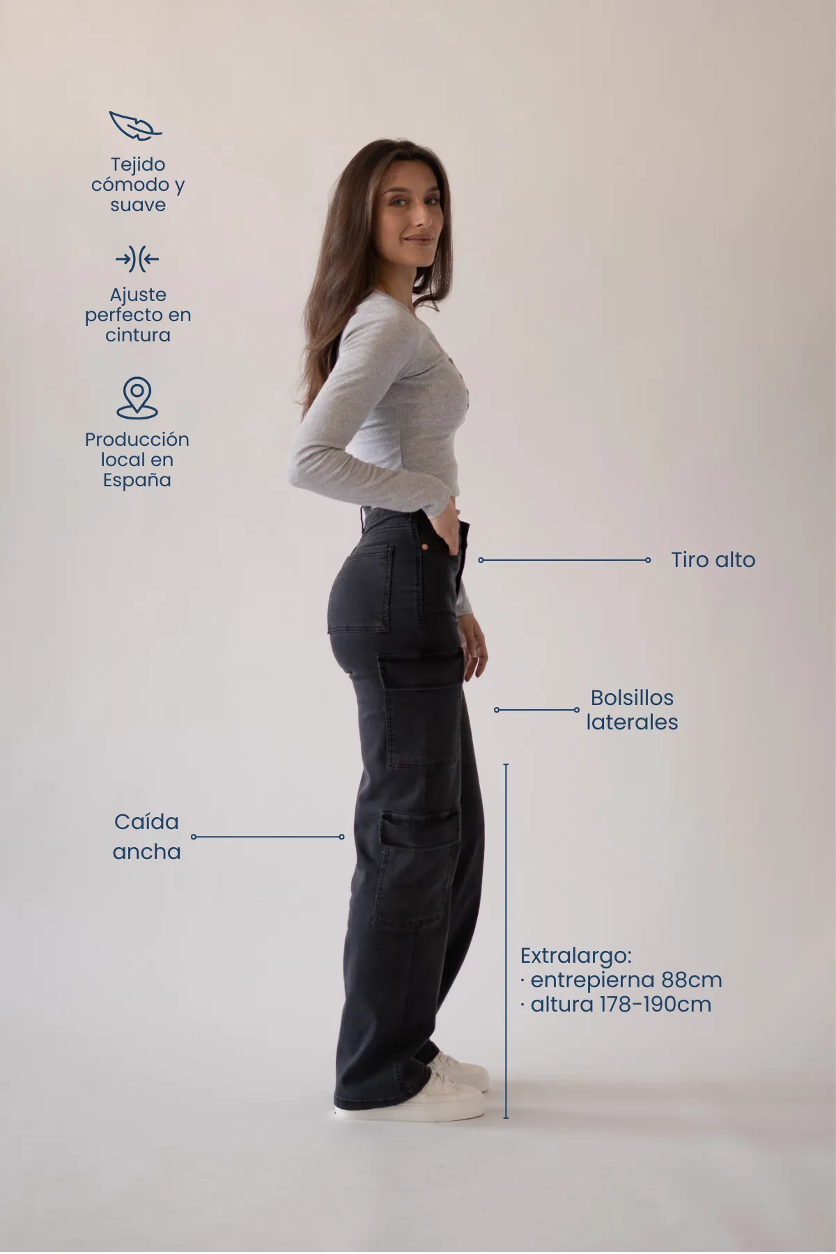 CARGO TALL HIGH RISE - GREY