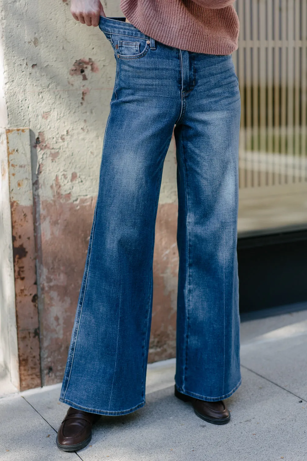 Claribel High Rise Tummy Control Retro Wide Leg Jeans