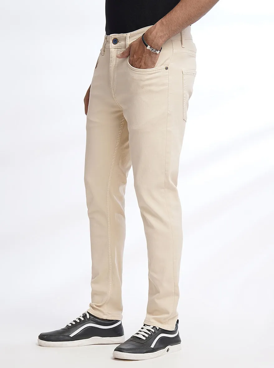 Cream Washed Rider Fit Jeans | JadeBlue