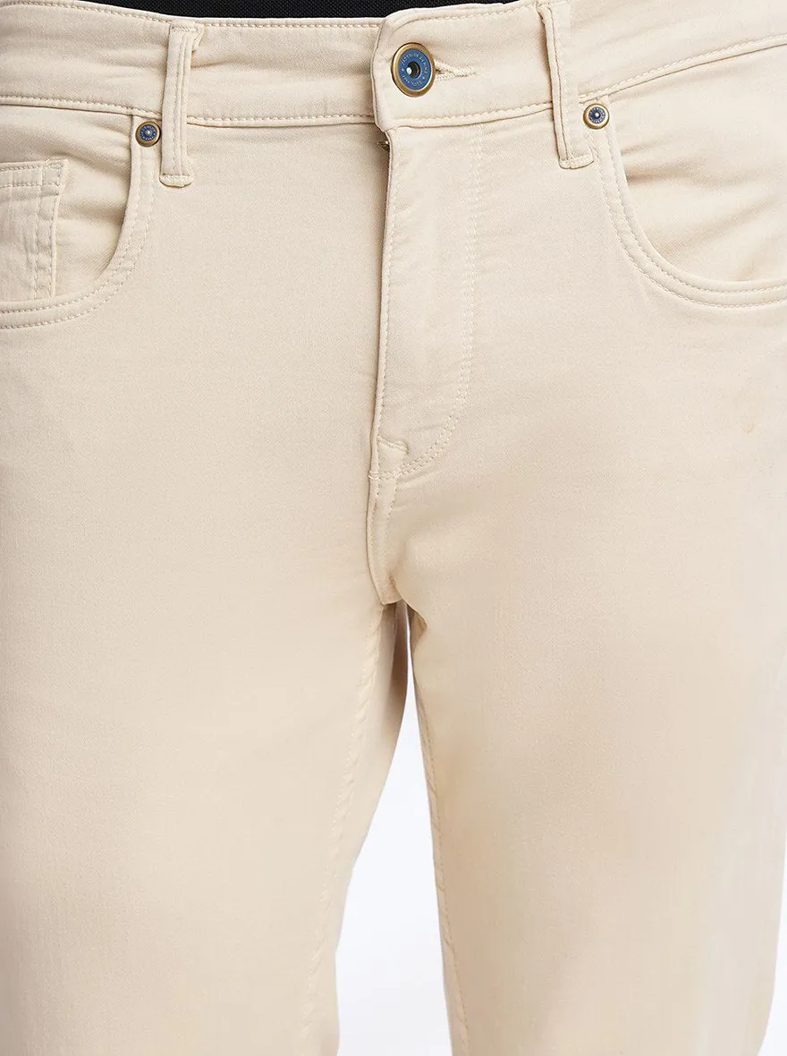 Cream Washed Rider Fit Jeans | JadeBlue