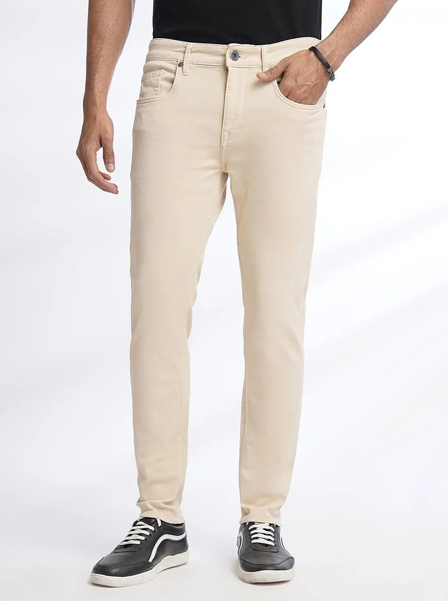 Cream Washed Rider Fit Jeans | JadeBlue