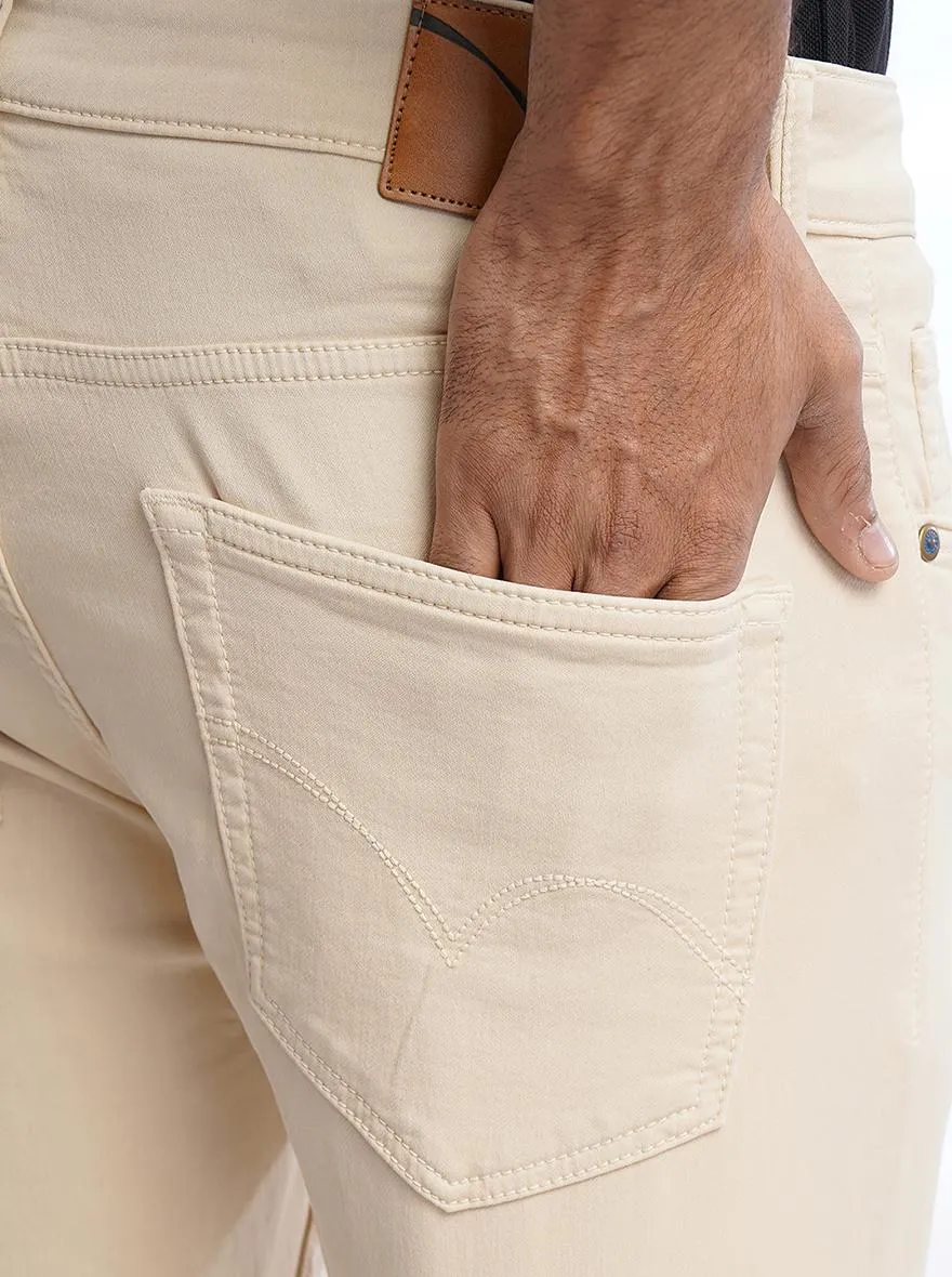 Cream Washed Rider Fit Jeans | JadeBlue