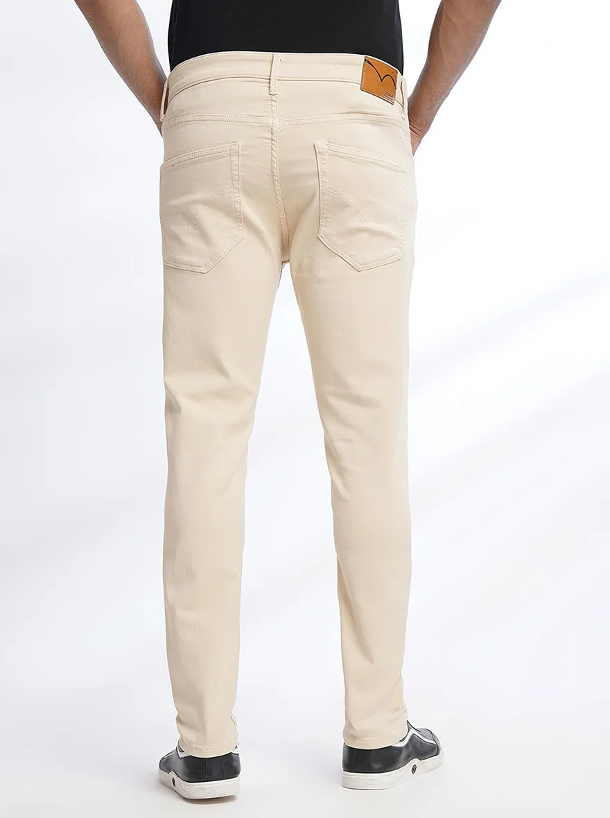 Cream Washed Rider Fit Jeans | JadeBlue