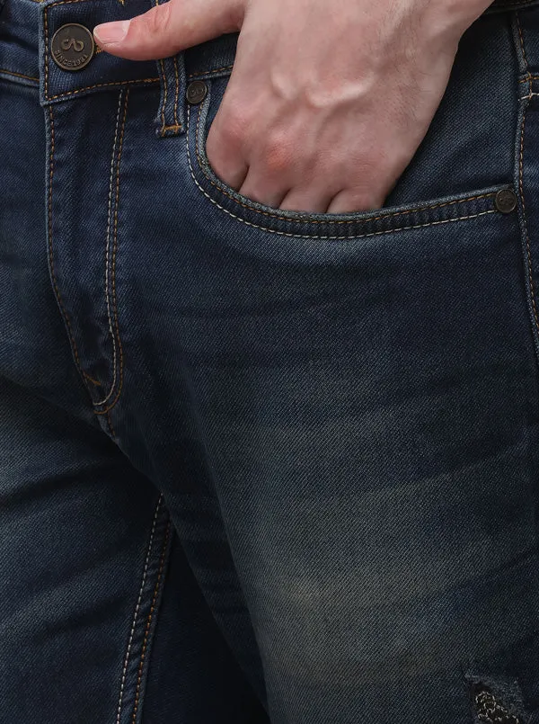 Dark Blue Slim Fit Solid Jeans | JadeBlue