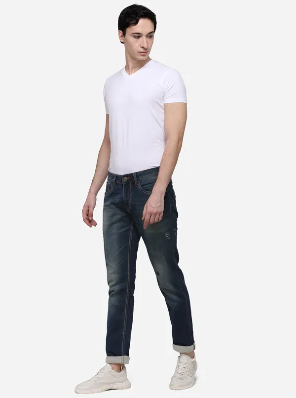 Dark Blue Slim Fit Solid Jeans | JadeBlue