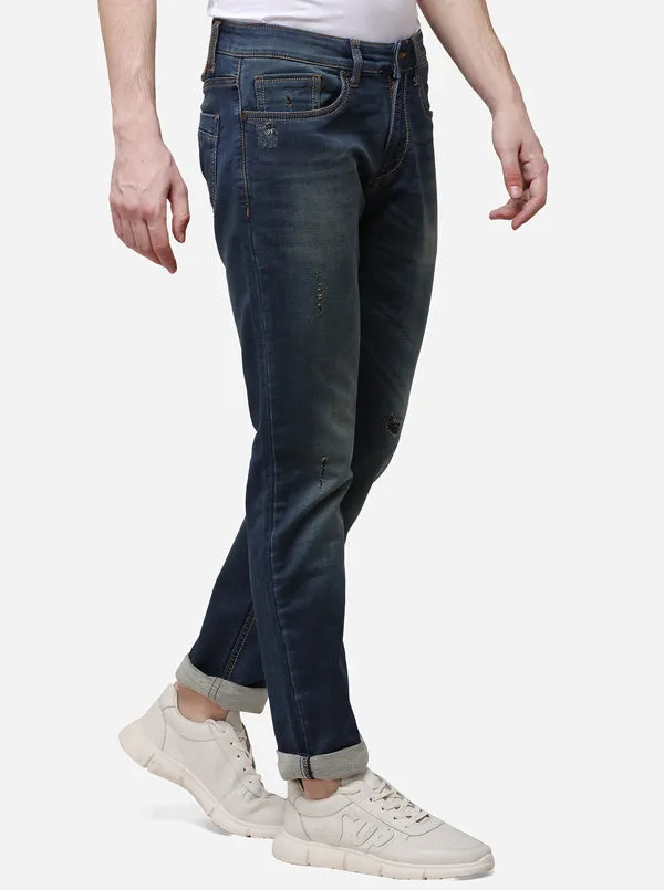 Dark Blue Slim Fit Solid Jeans | JadeBlue