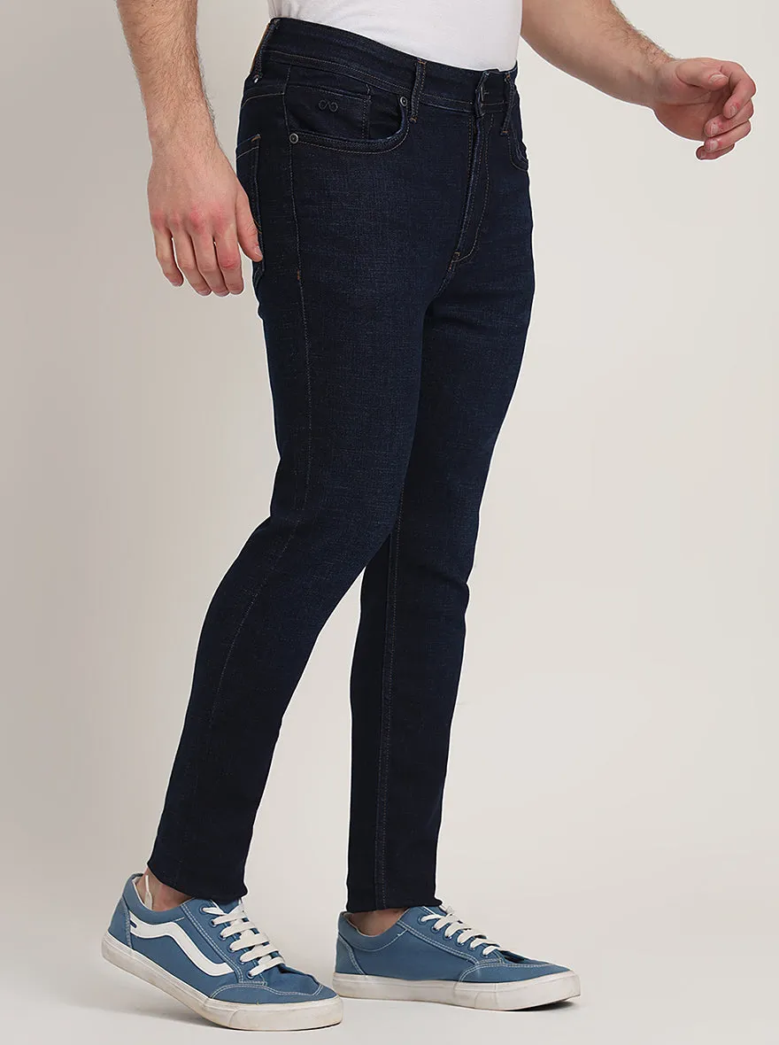 Dark Blue Washed Rider Fit Jeans | JadeBlue