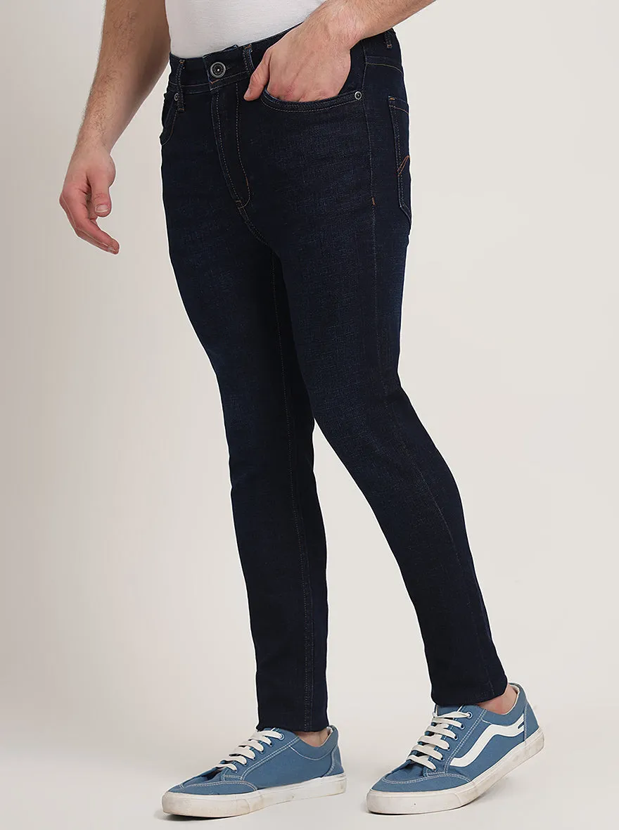 Dark Blue Washed Rider Fit Jeans | JadeBlue