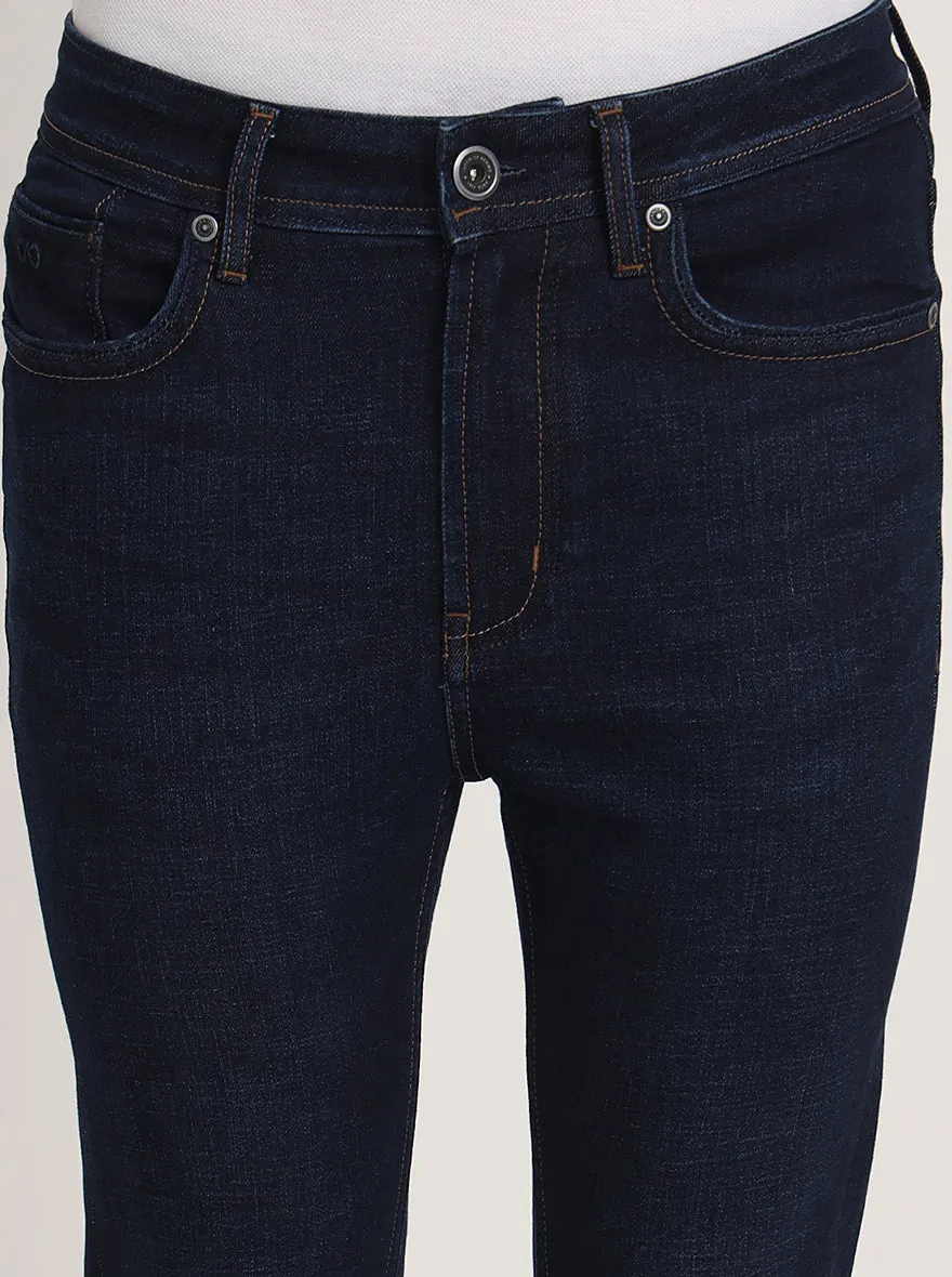 Dark Blue Washed Rider Fit Jeans | JadeBlue