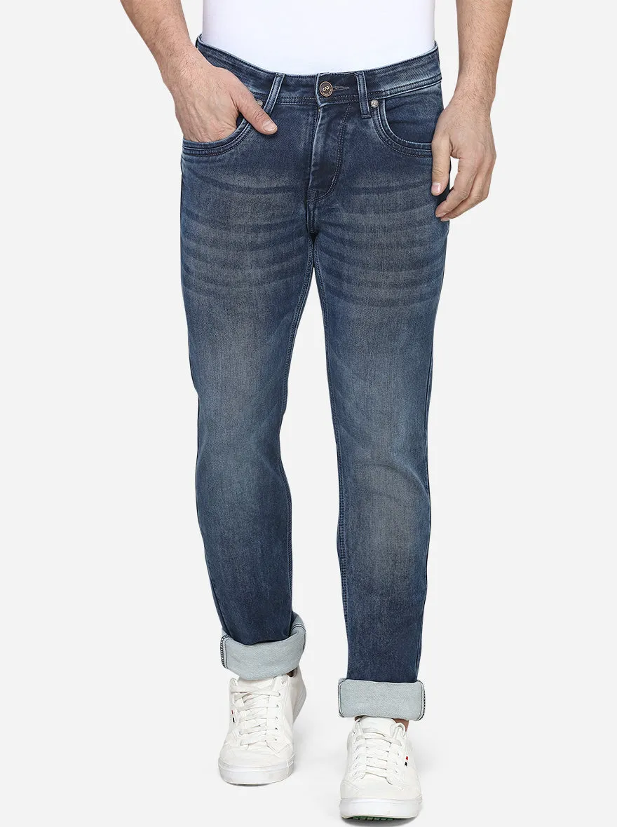 Dark Blue Washed Slim Fit Jeans | JadeBlue