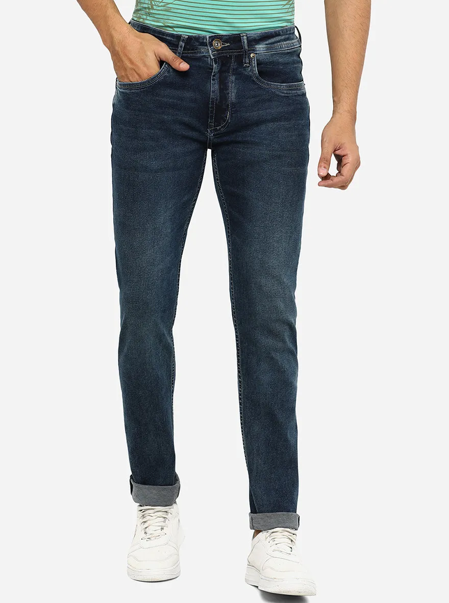 Dark Blue Washed Slim Fit Jeans | JadeBlue