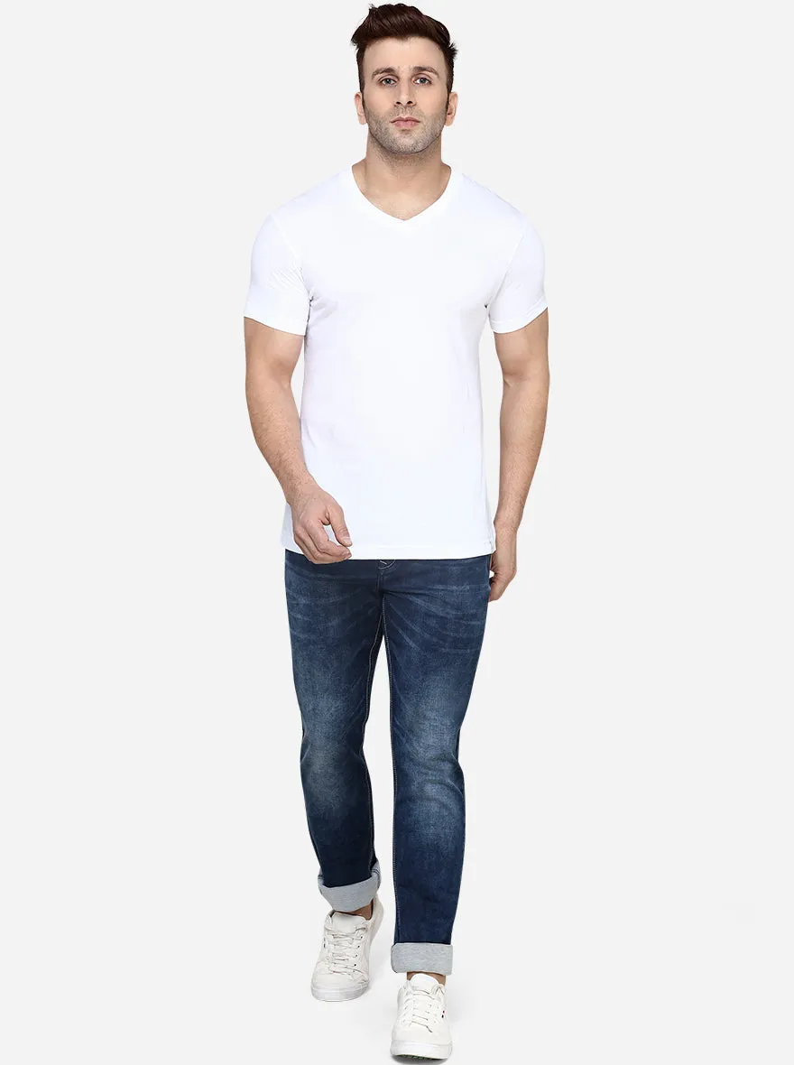 Dark Blue Washed Straight Fit Jeans | JadeBlue