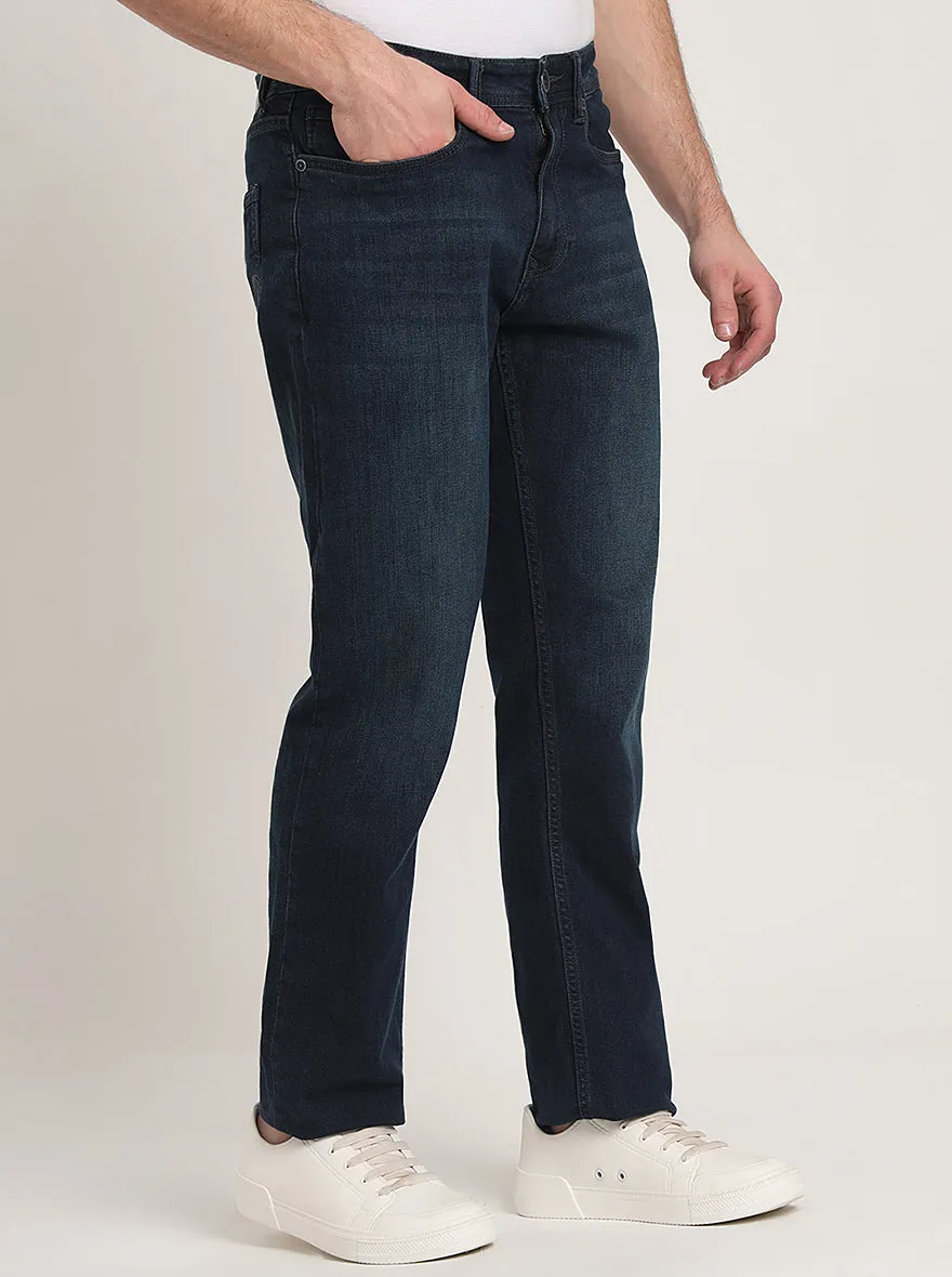 Dark Blue Washed Straight Fit Jeans | JadeBlue