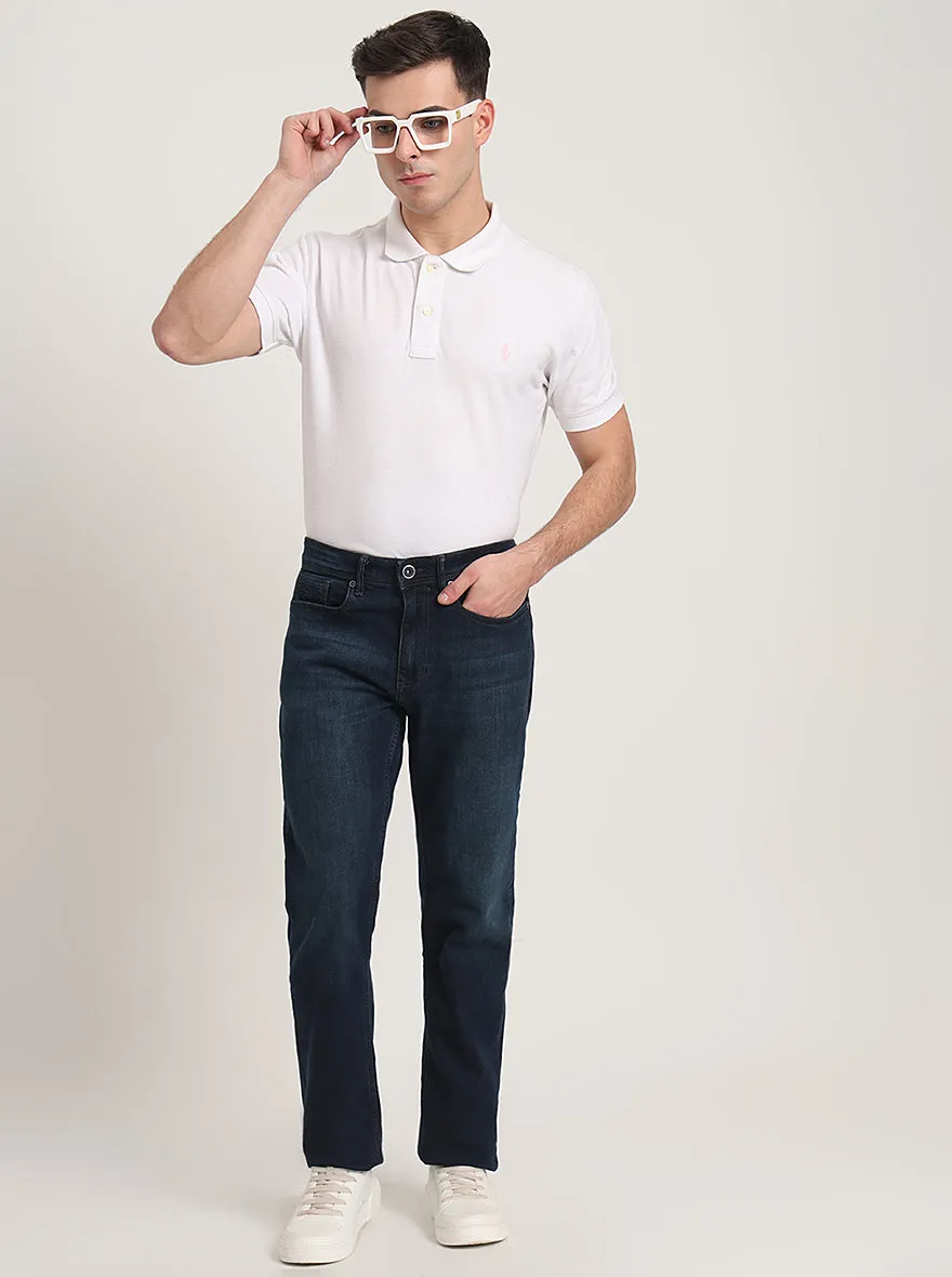 Dark Blue Washed Straight Fit Jeans | JadeBlue