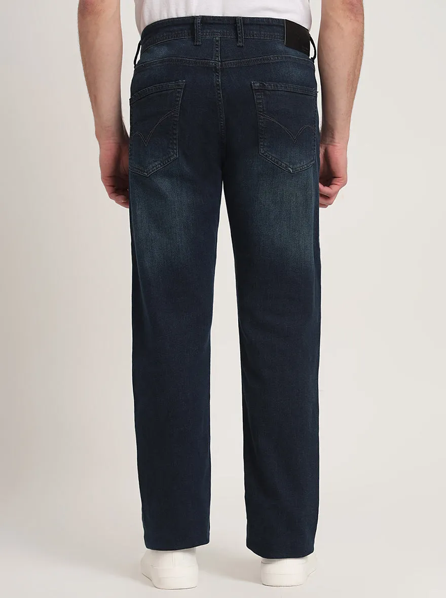 Dark Blue Washed Straight Fit Jeans | JadeBlue