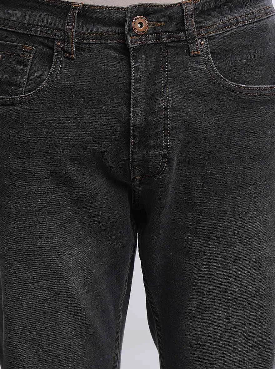 Dark Grey Washed Straight Fit Jeans | Greenfibre