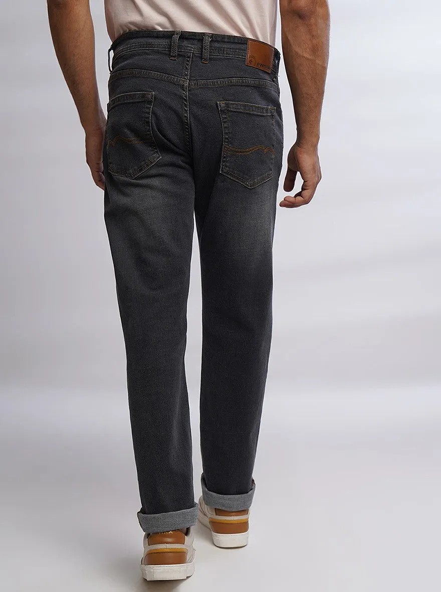 Dark Grey Washed Straight Fit Jeans | Greenfibre